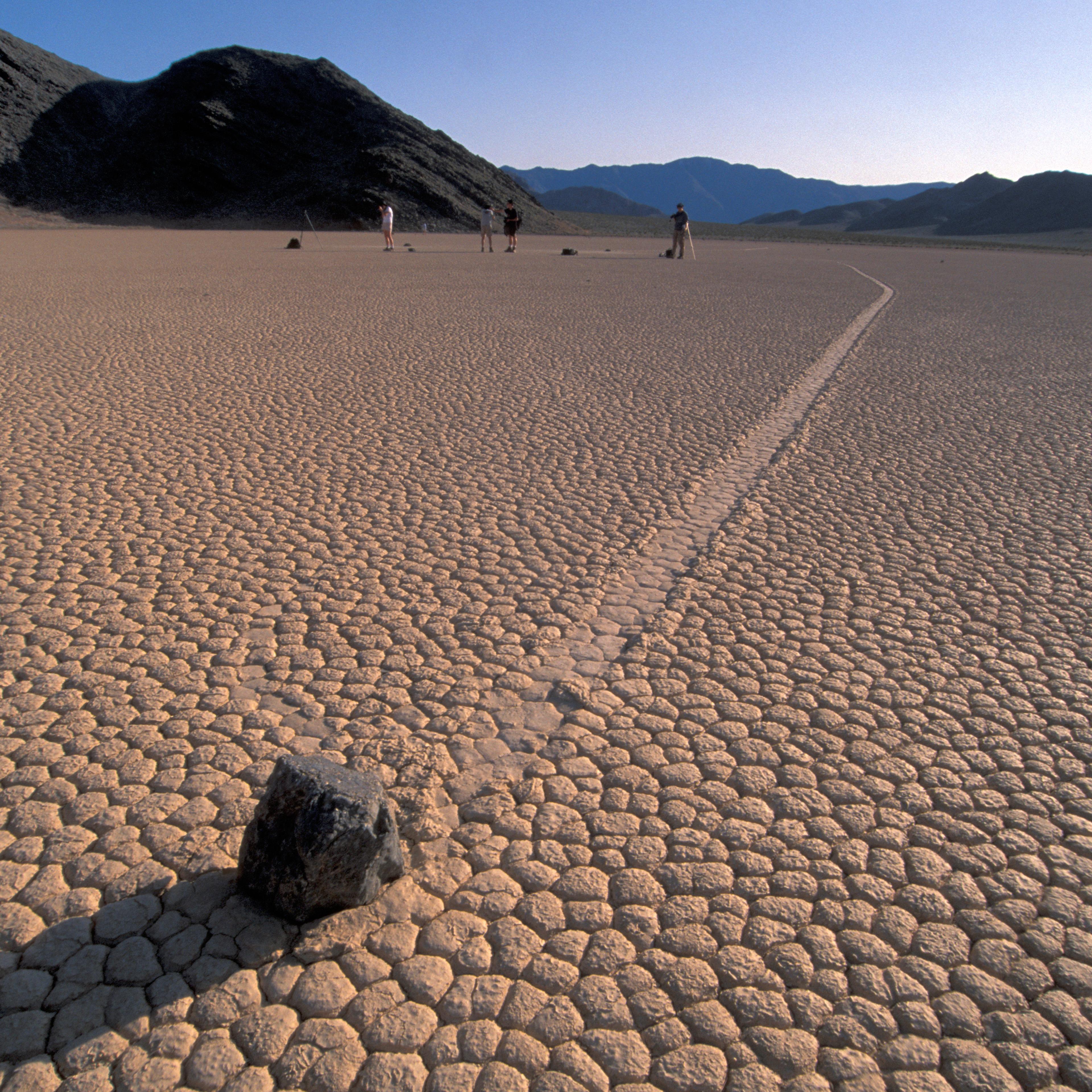 A sailing stone in Racetrack playa, Death Valley, CA.