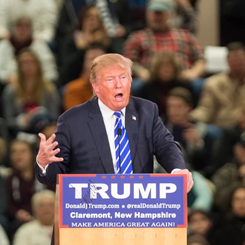 Republican presidential frontrunner Donald Trump speaks at Stevens High School on January 5, 2016 in Claremont, New Hampshire.