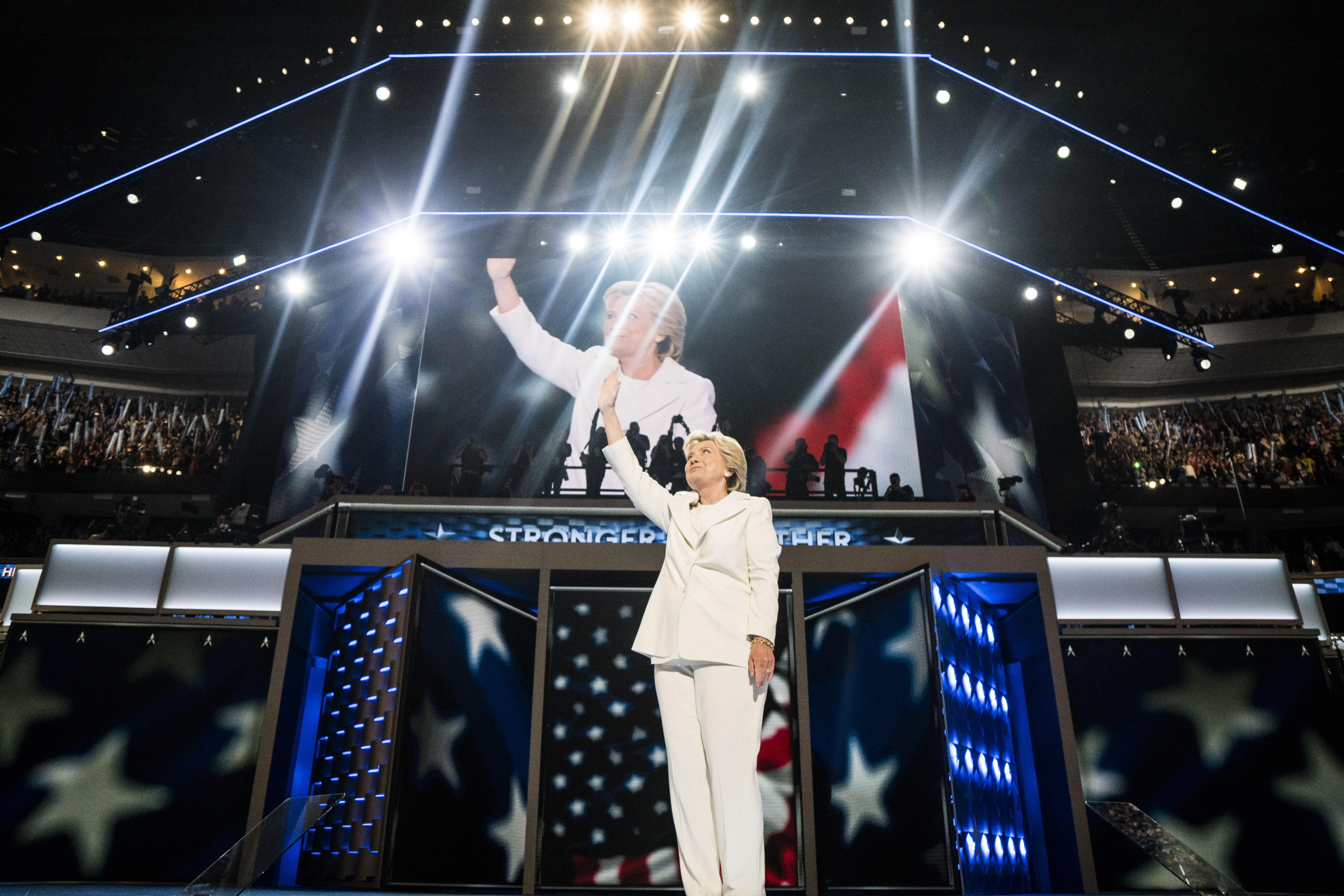 Democratic presidential nominee Hillary Clinton speaks at the Democratic National Convention in Philadelphia on July 28, 2016.
