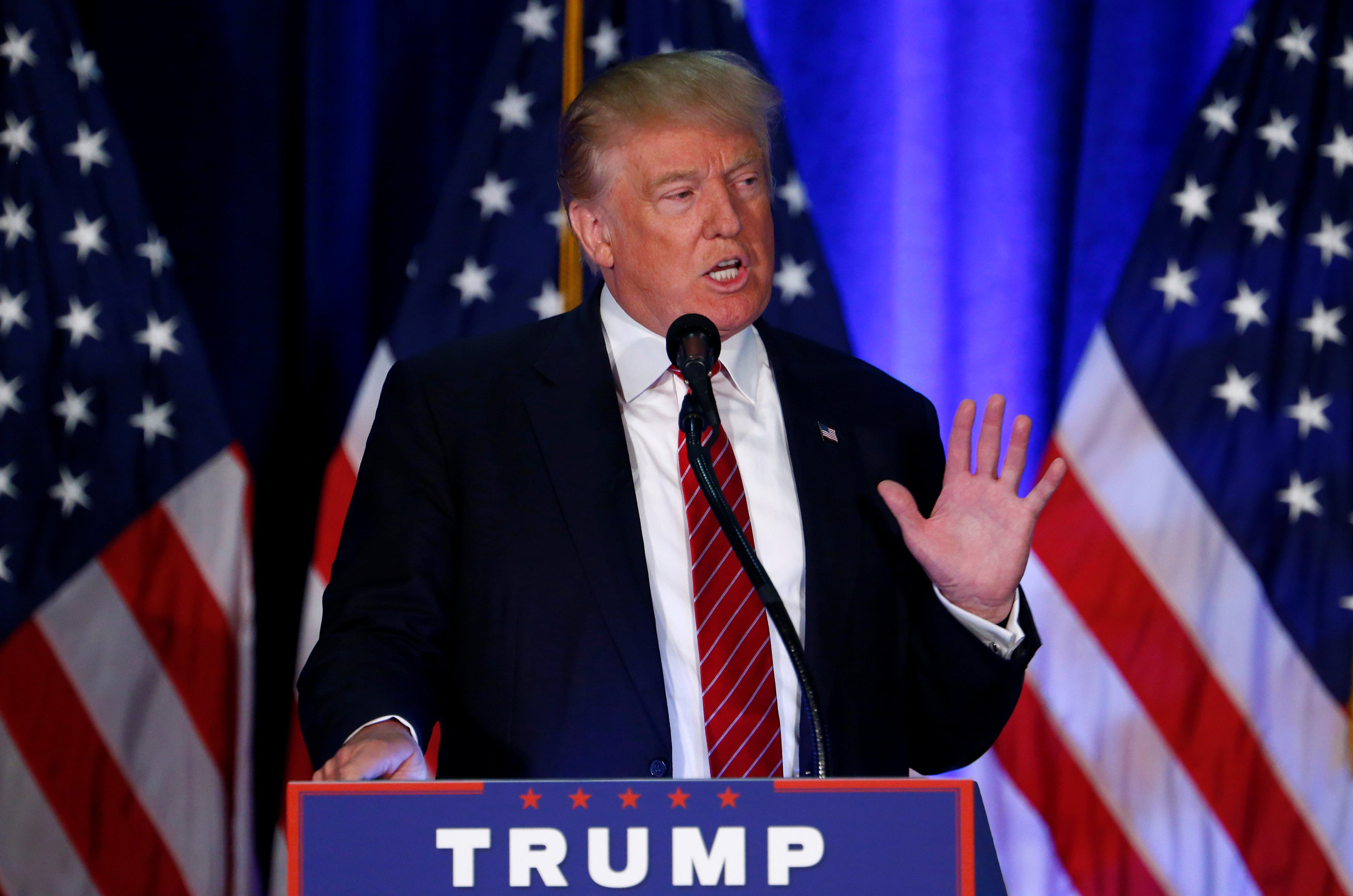 Republican U.S. presidential nominee Donald Trump speaks at Youngstown State University in Youngstown, Ohio August 15, 2016. REUTERS/Eric Thayer