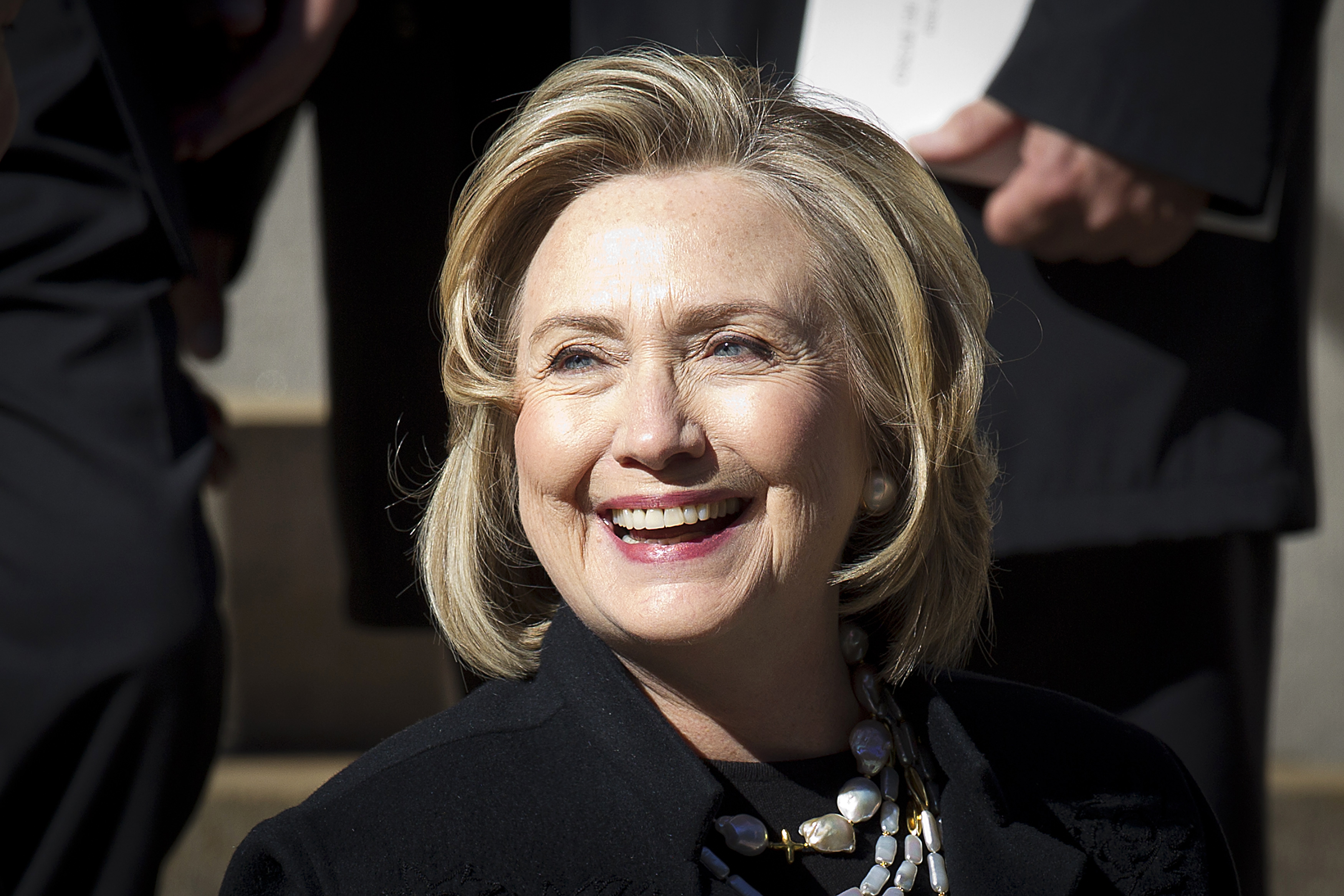 Hillary Clinton departs St. Ignatius Loyola church following fashion designer de la Renta's memorial service in the Manhattan borough of New York