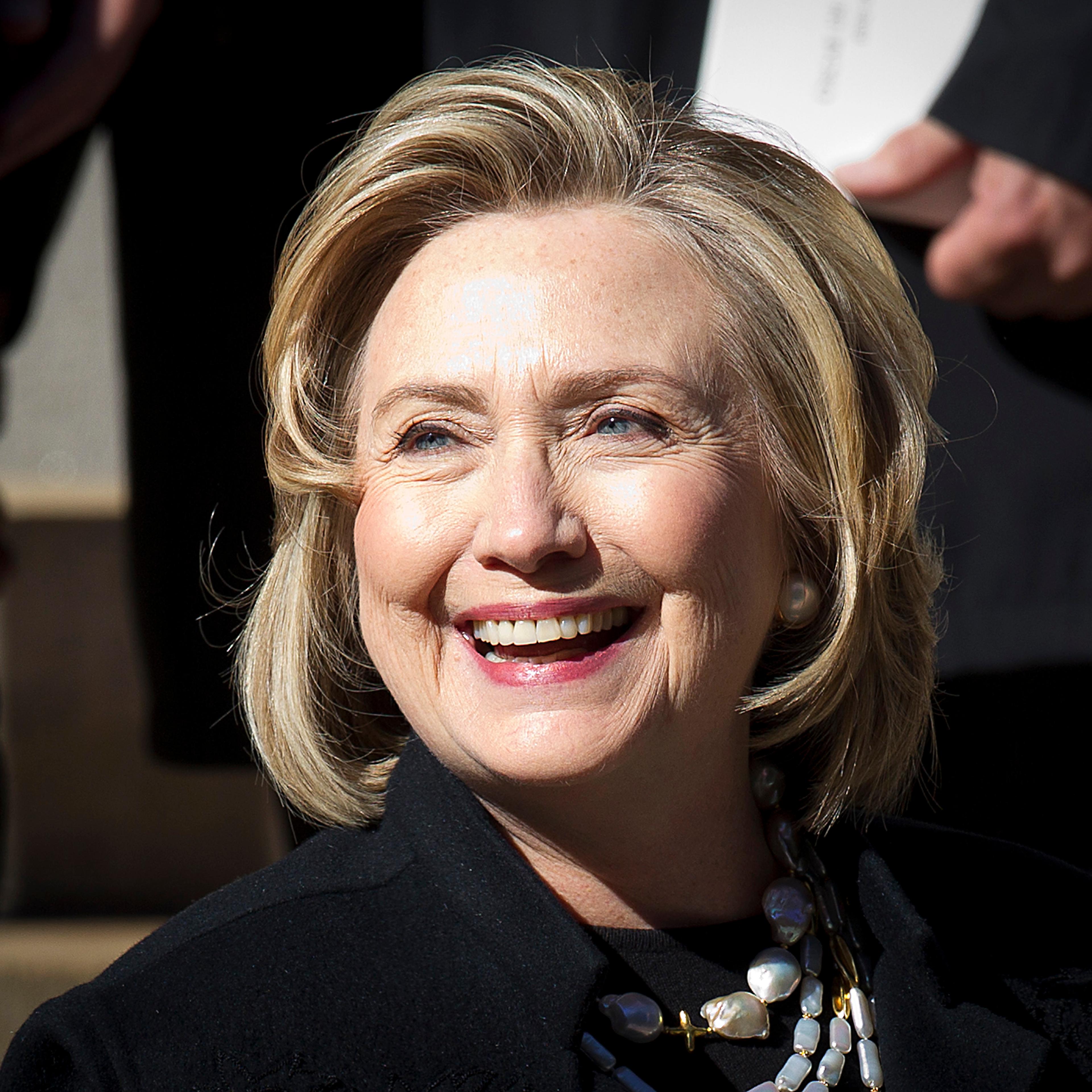 Hillary Clinton departs St. Ignatius Loyola church following fashion designer de la Renta's memorial service in the Manhattan borough of New York