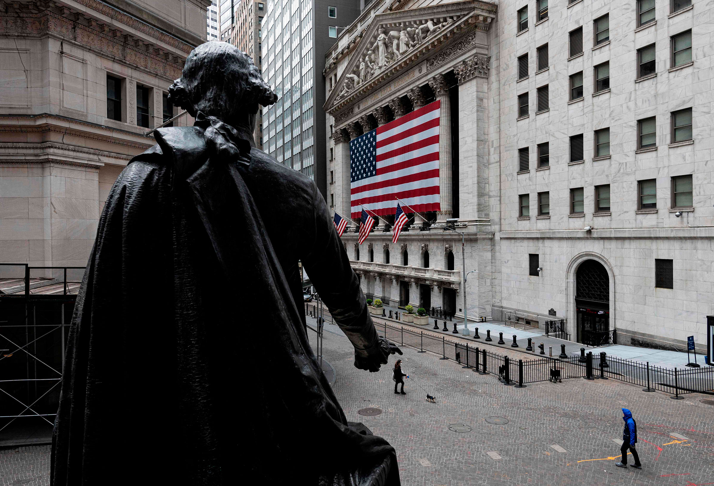 The New York Stock Exchange pictured on April 20, 2020 at Wall Street in New York City.