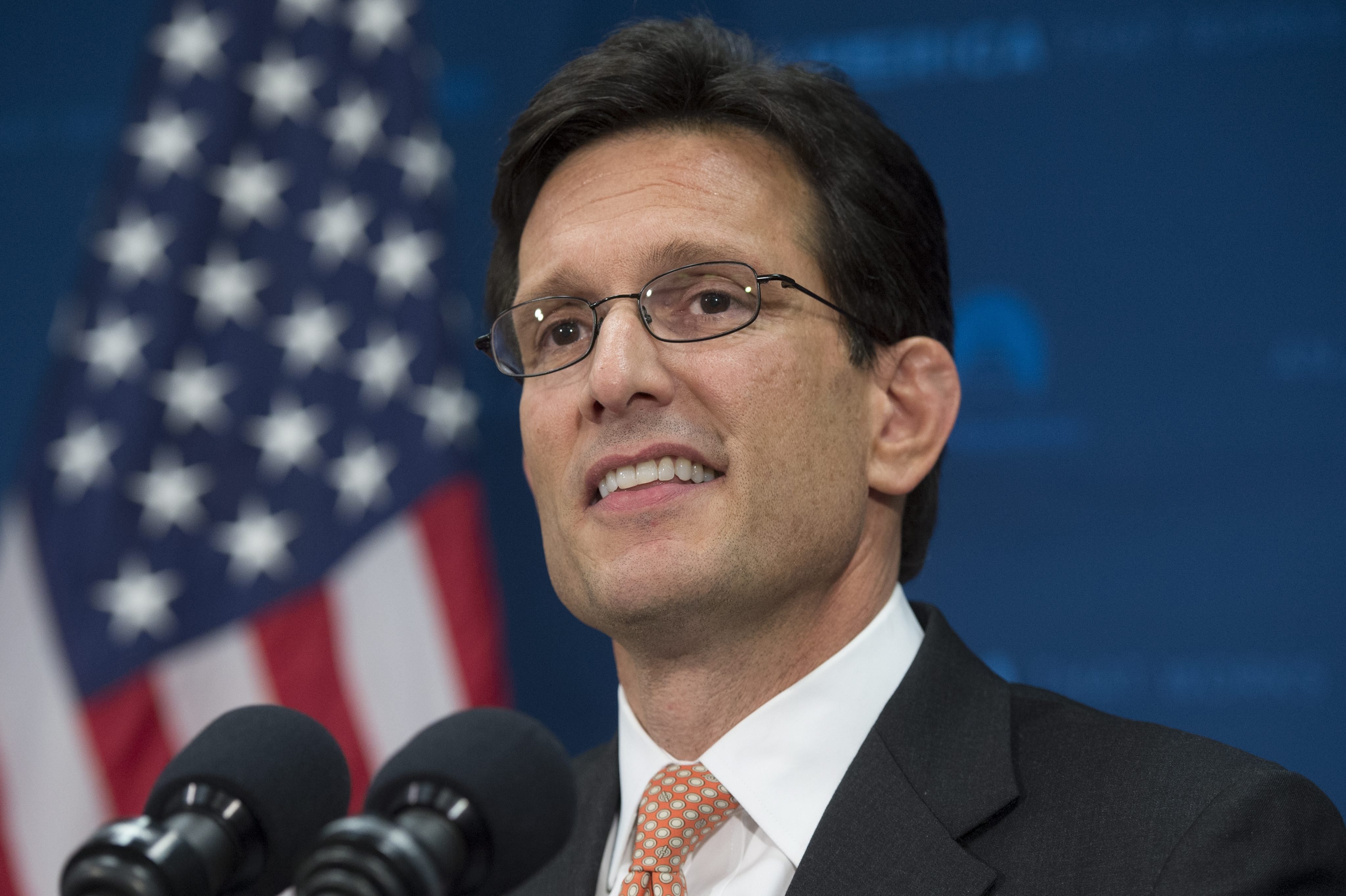 US House Majority Leader Eric Cantor announces his resignation