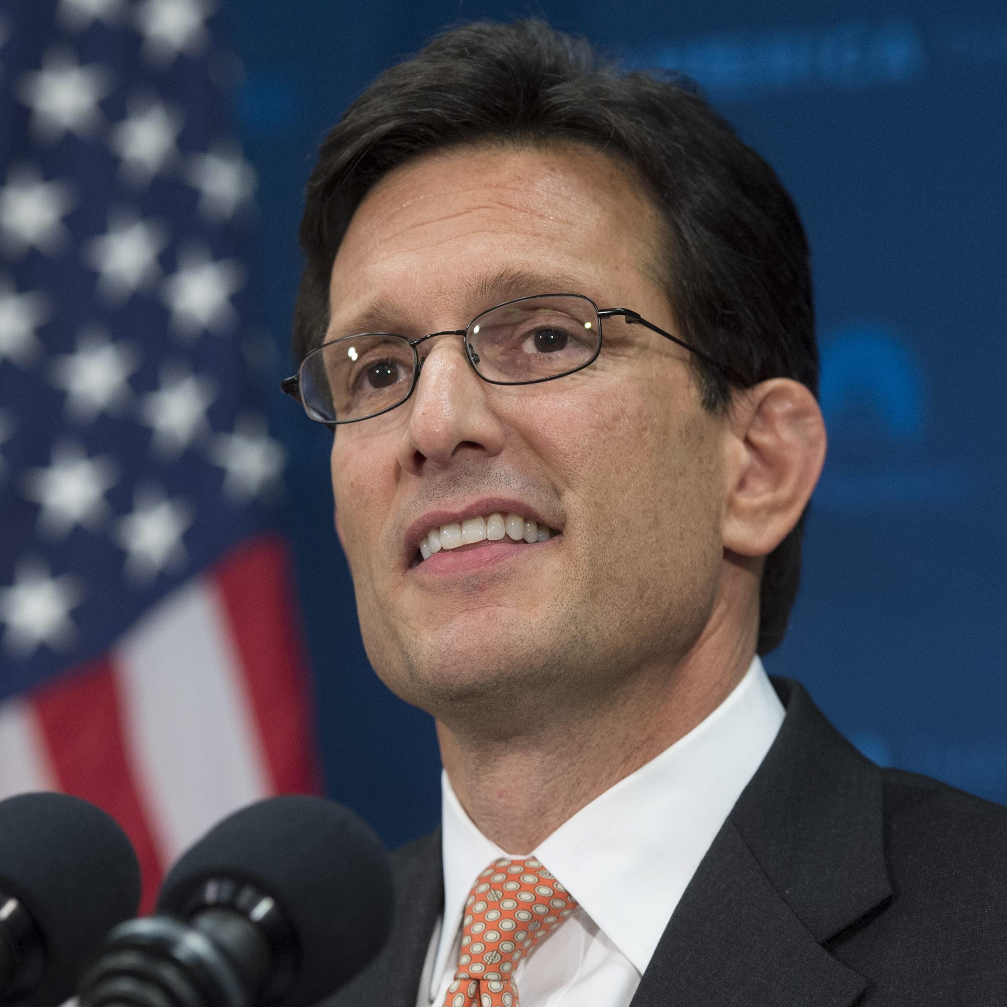 US House Majority Leader Eric Cantor announces his resignation