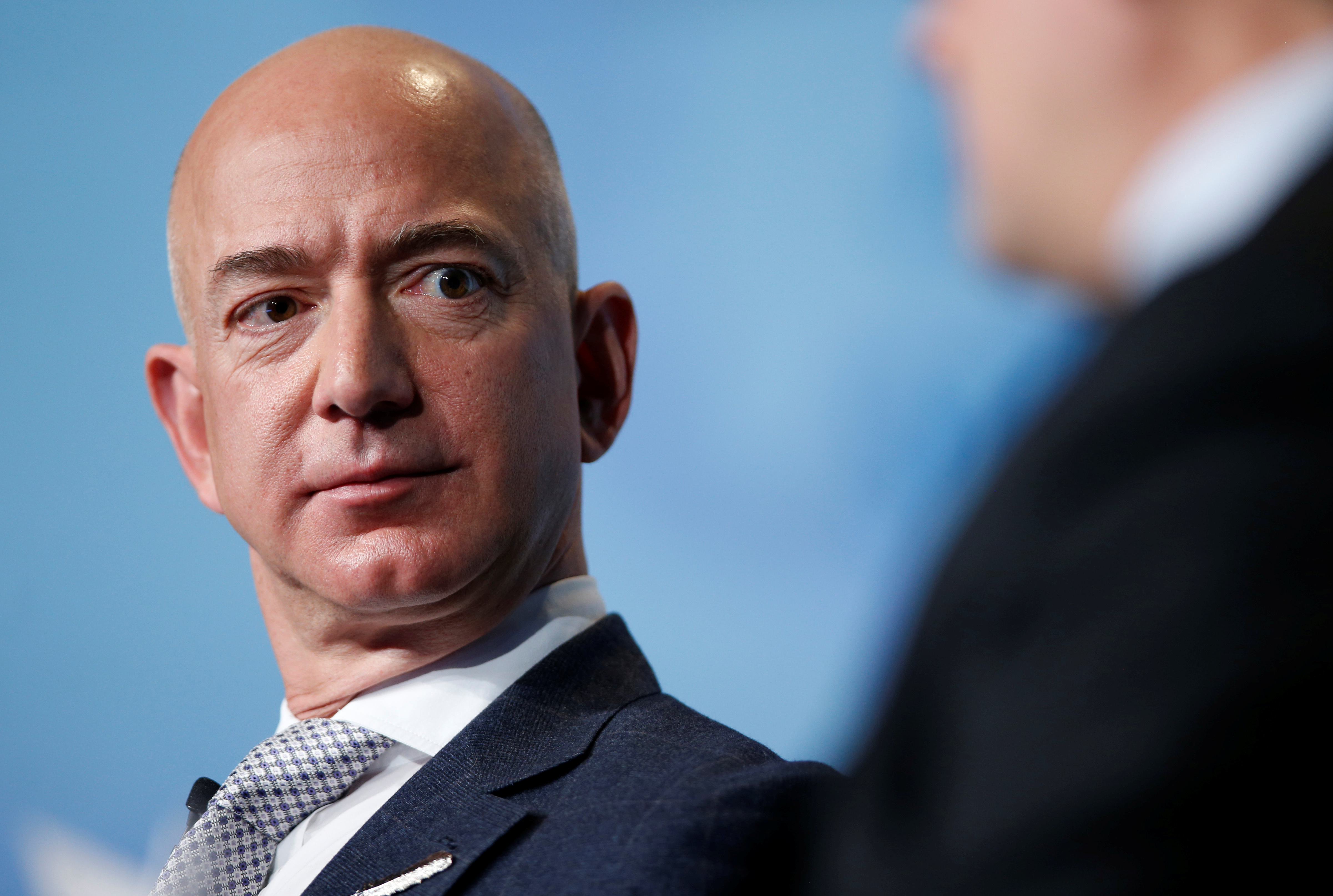 Jeff Bezos, founder of Blue Origin and CEO of Amazon, speaks about the future plans of Blue Origin in Washington