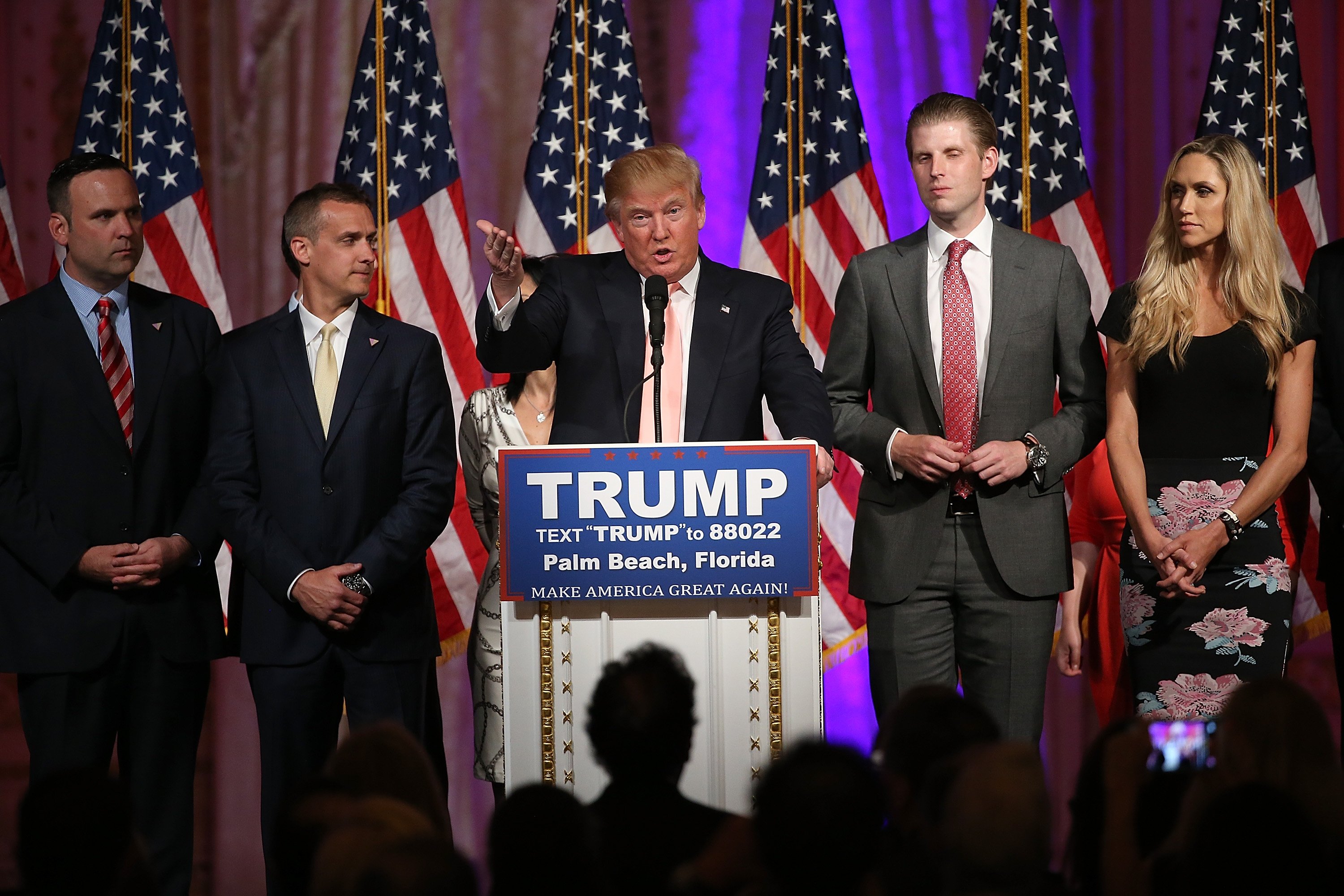Republican presidential Donald Trump speaks during a primary night event on March 15, 2016 in Palm Beach, Fla.