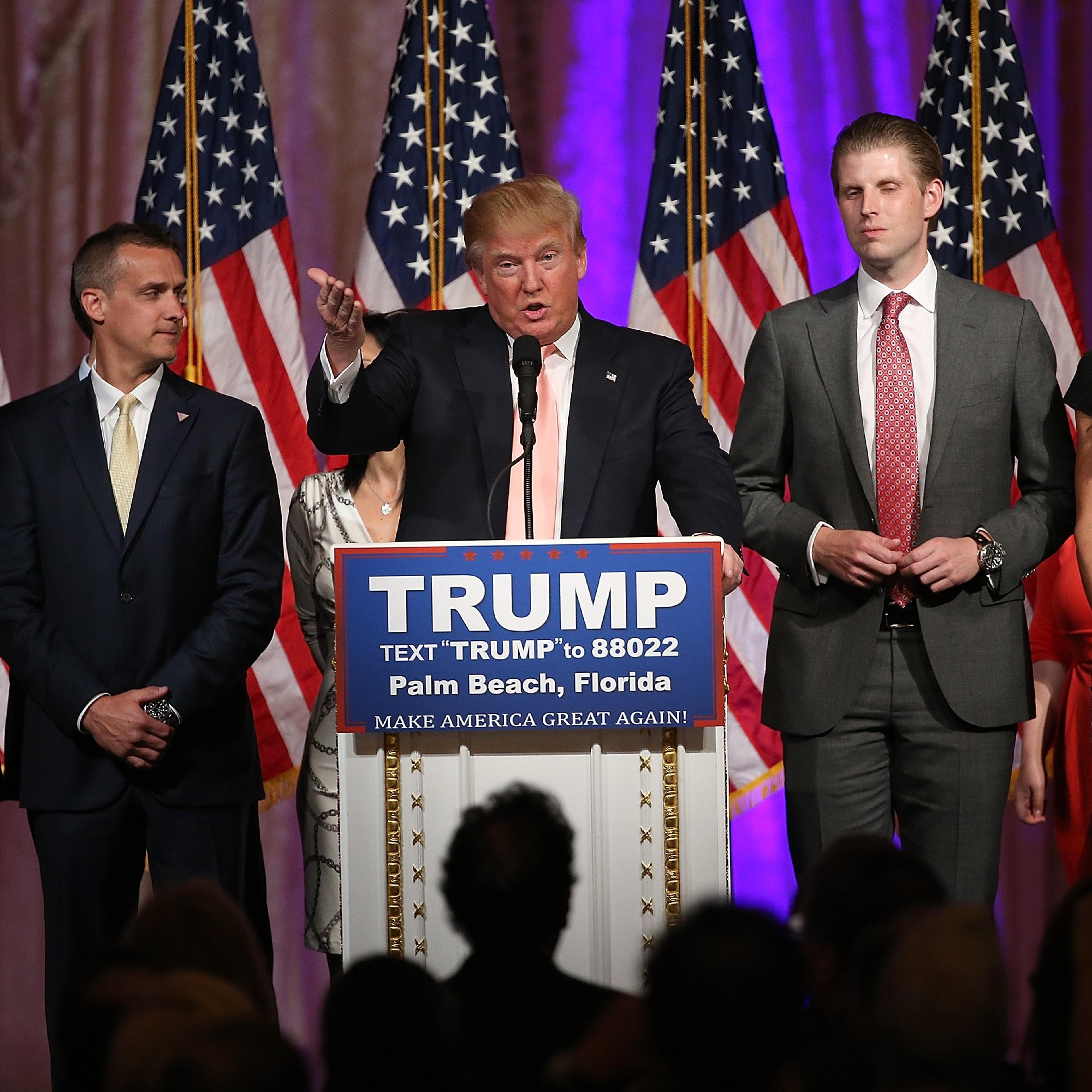 Republican presidential Donald Trump speaks during a primary night event on March 15, 2016 in Palm Beach, Fla.