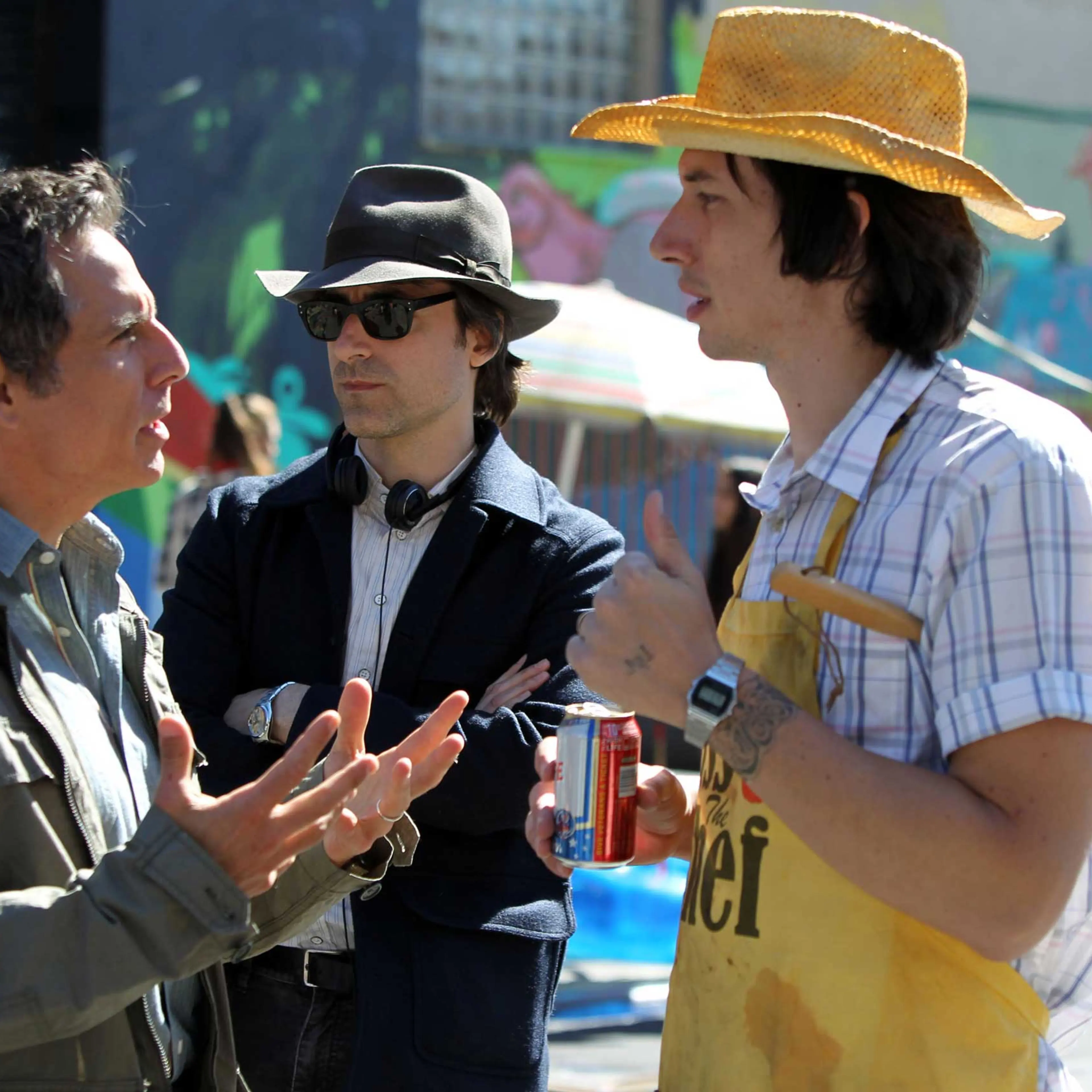 Ben Stiller, director Noah Baumbach and Adam Driver film "When We Were Young" in New York City, on September 24, 2013.