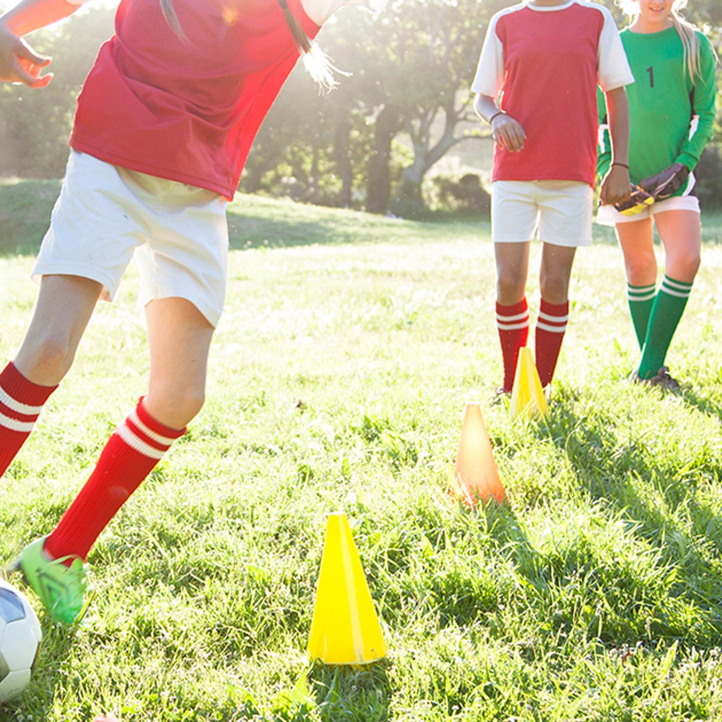 Girls soccer team training