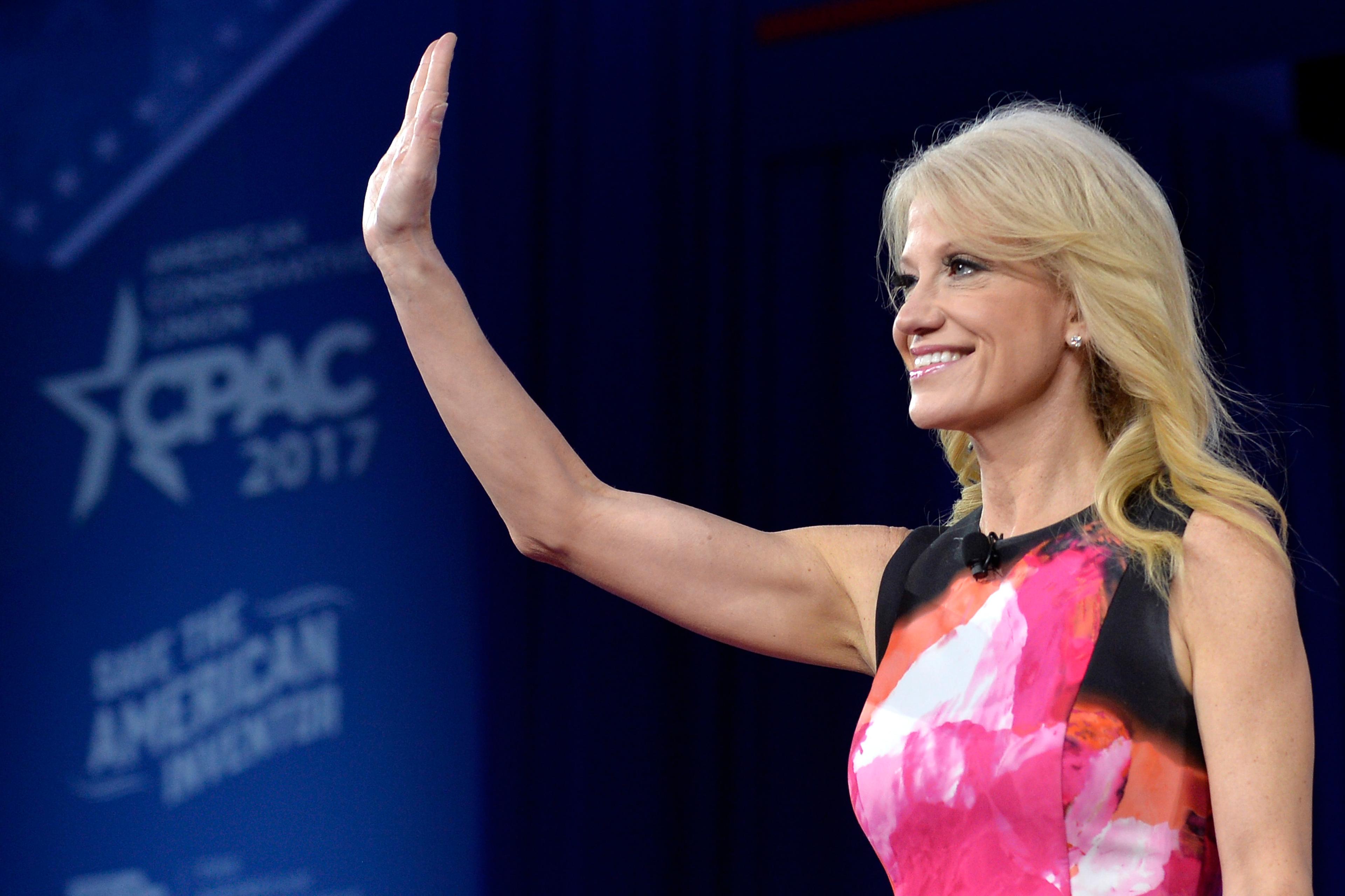 kellyanne conway red dress Kellyanne Conway Has Blunt Message For Trump Supporters: Put That 'Red Hat On Your Head'