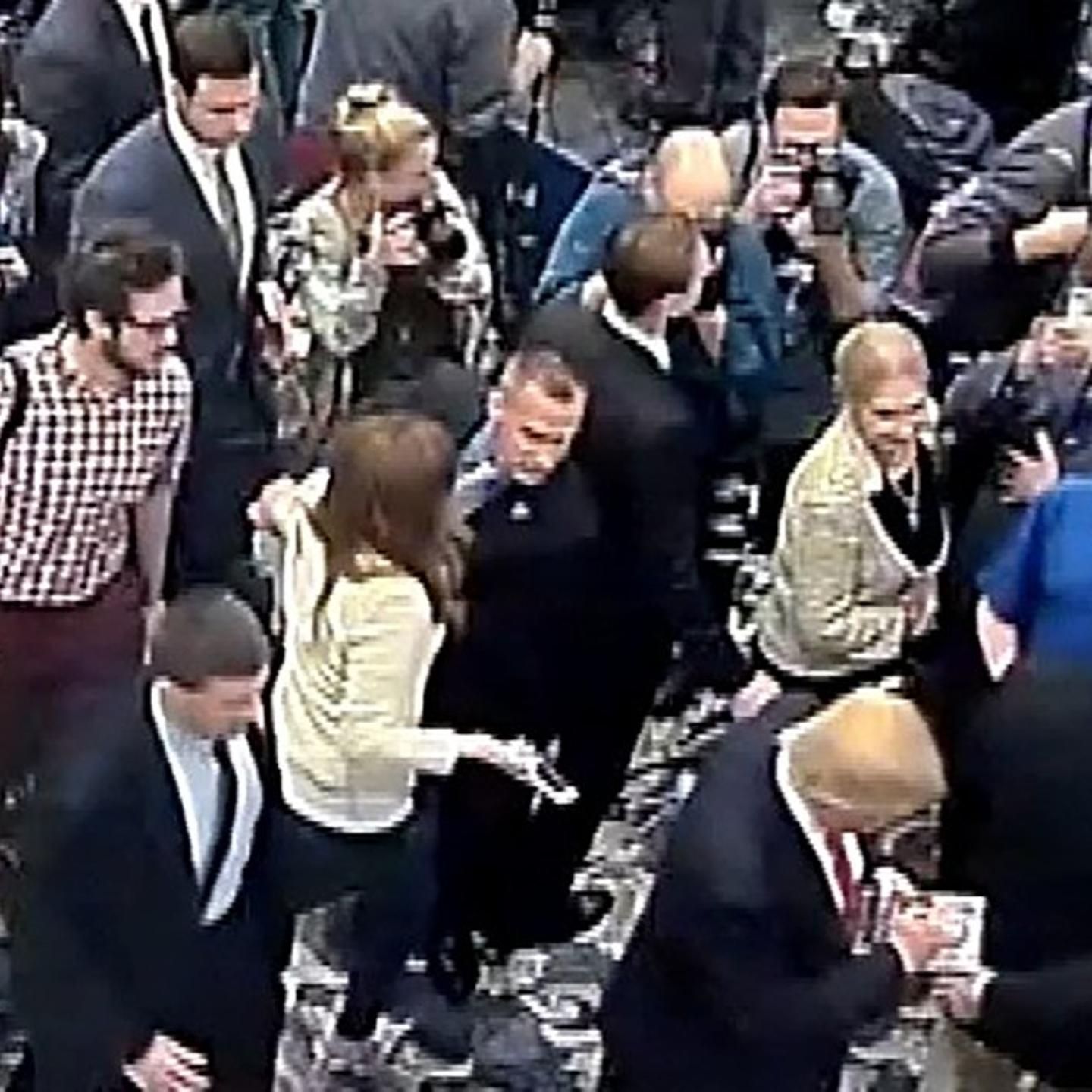 Corey Lewandowski is seen allegedly grabbing the arm of reporter Michelle Fields in this still frame from video