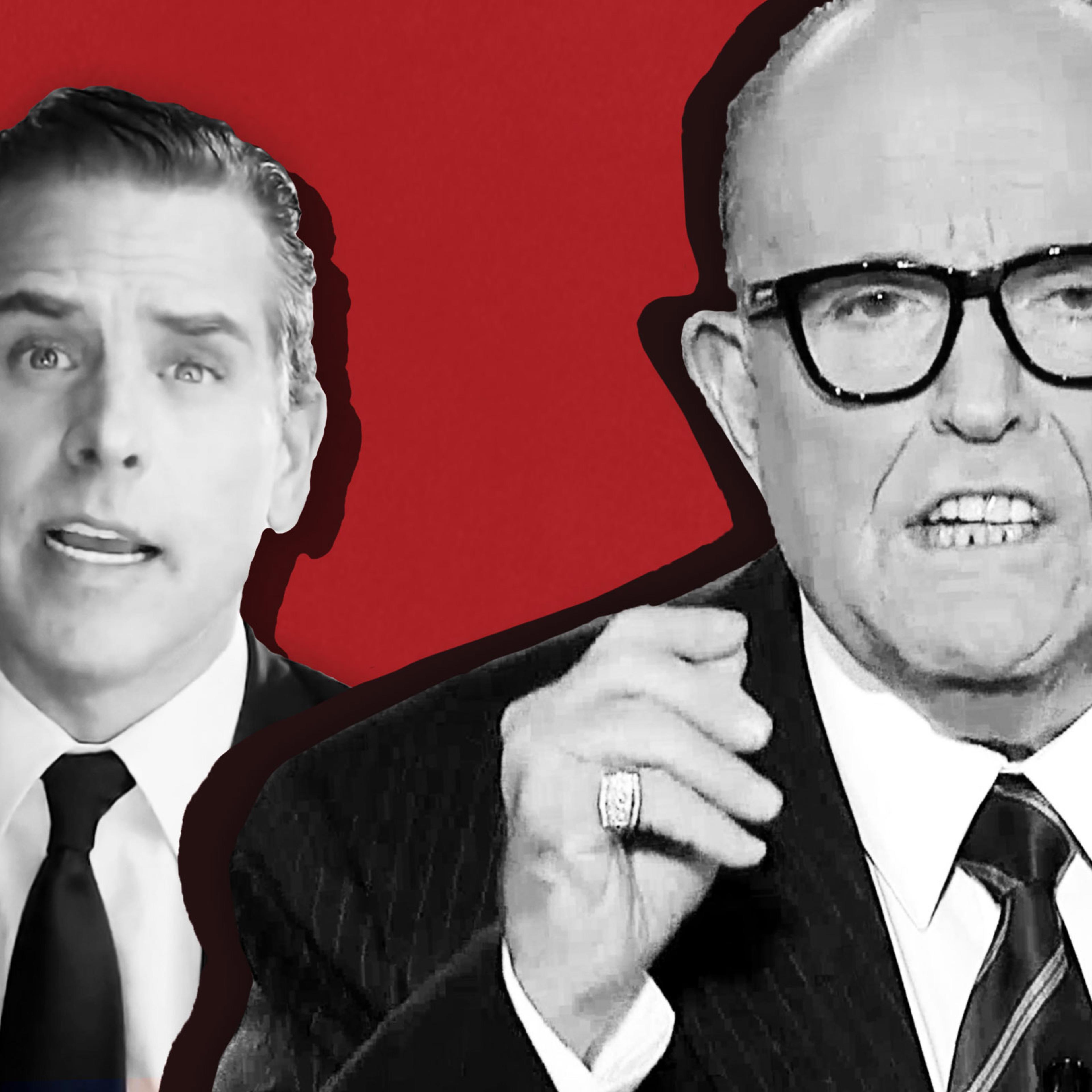 A photo illustration showing Hunter Biden, son of Democratic presidential nominee Joe Biden; Personal attorney to President Donald Trump and former New York City Mayor Rudy Giuliani