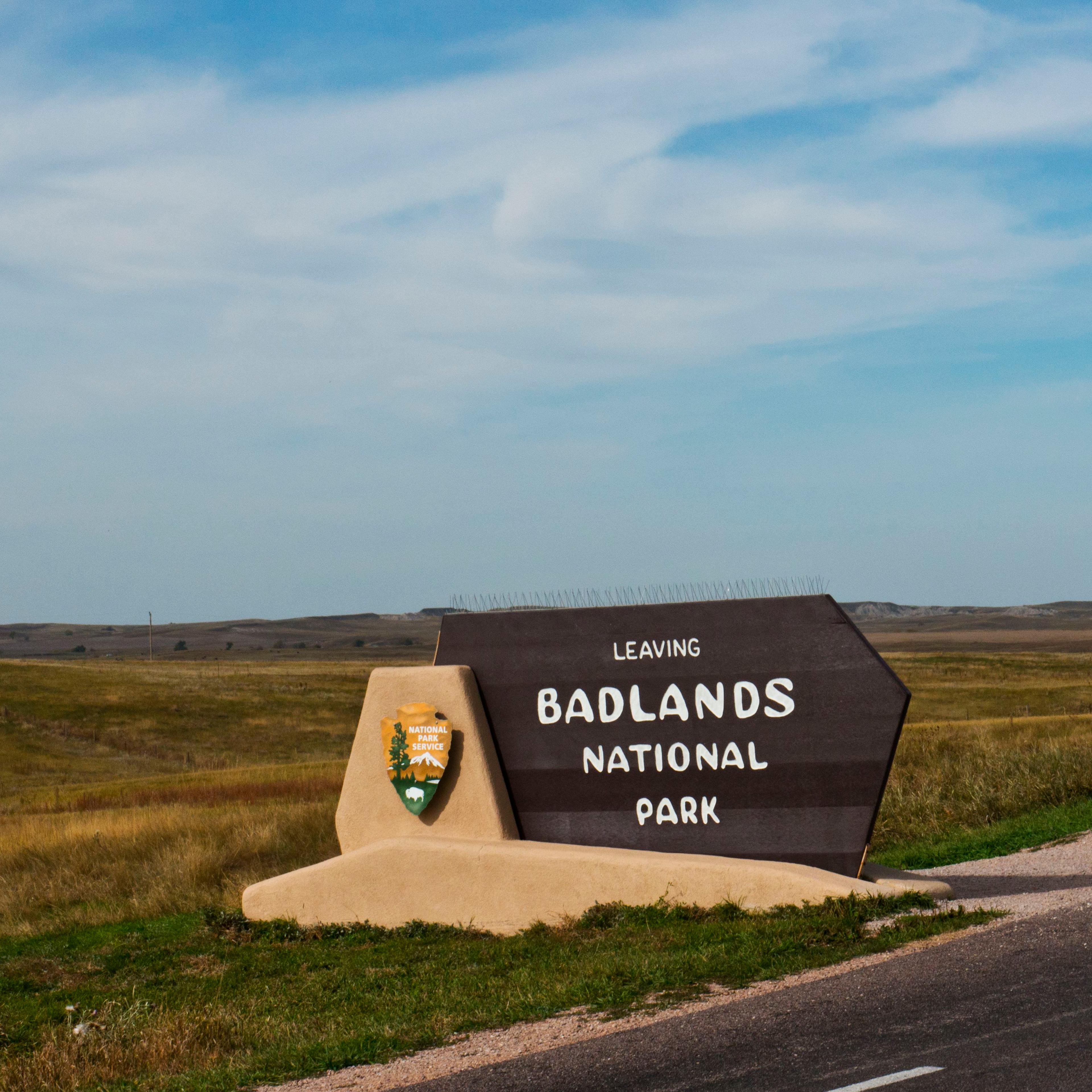 South Dakota, Wall, Badlands National Park, Loop Road, Badlands Monument Entrance Sign