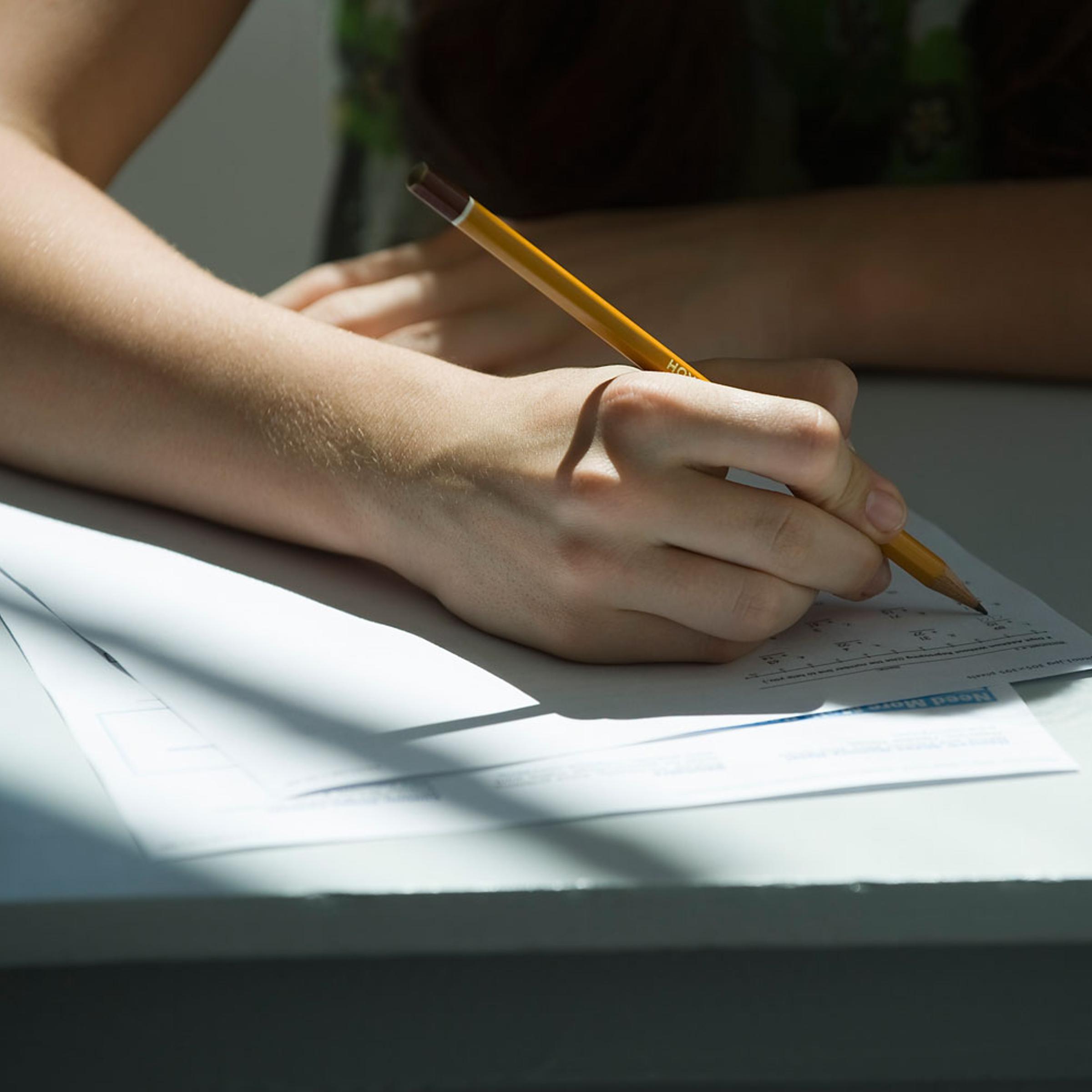 Student taking a test