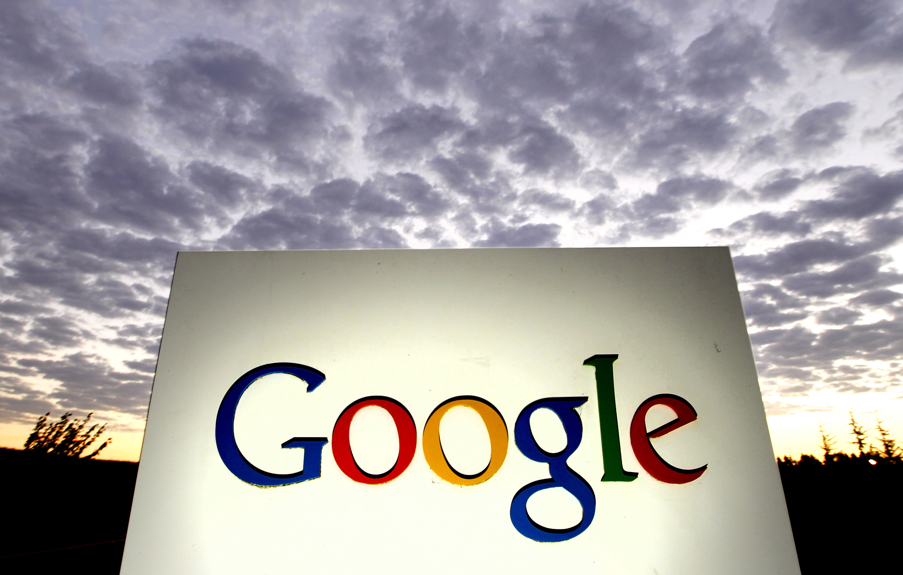 Signage outside the Google Inc. headquarters in Mountain View, California on Oct. 13, 2010.
