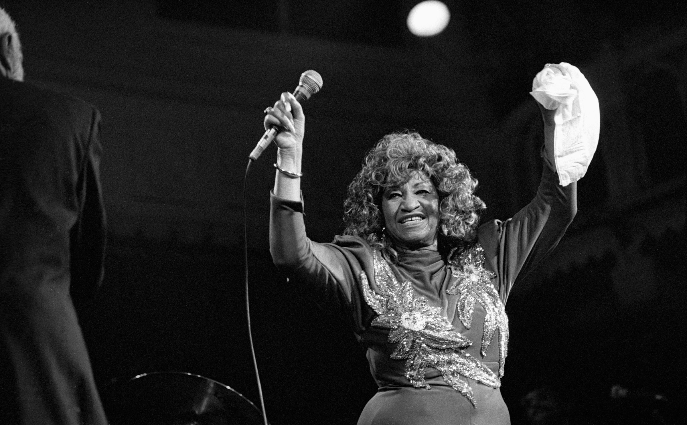Cuban-American singer Celia Cruz performs live on stage