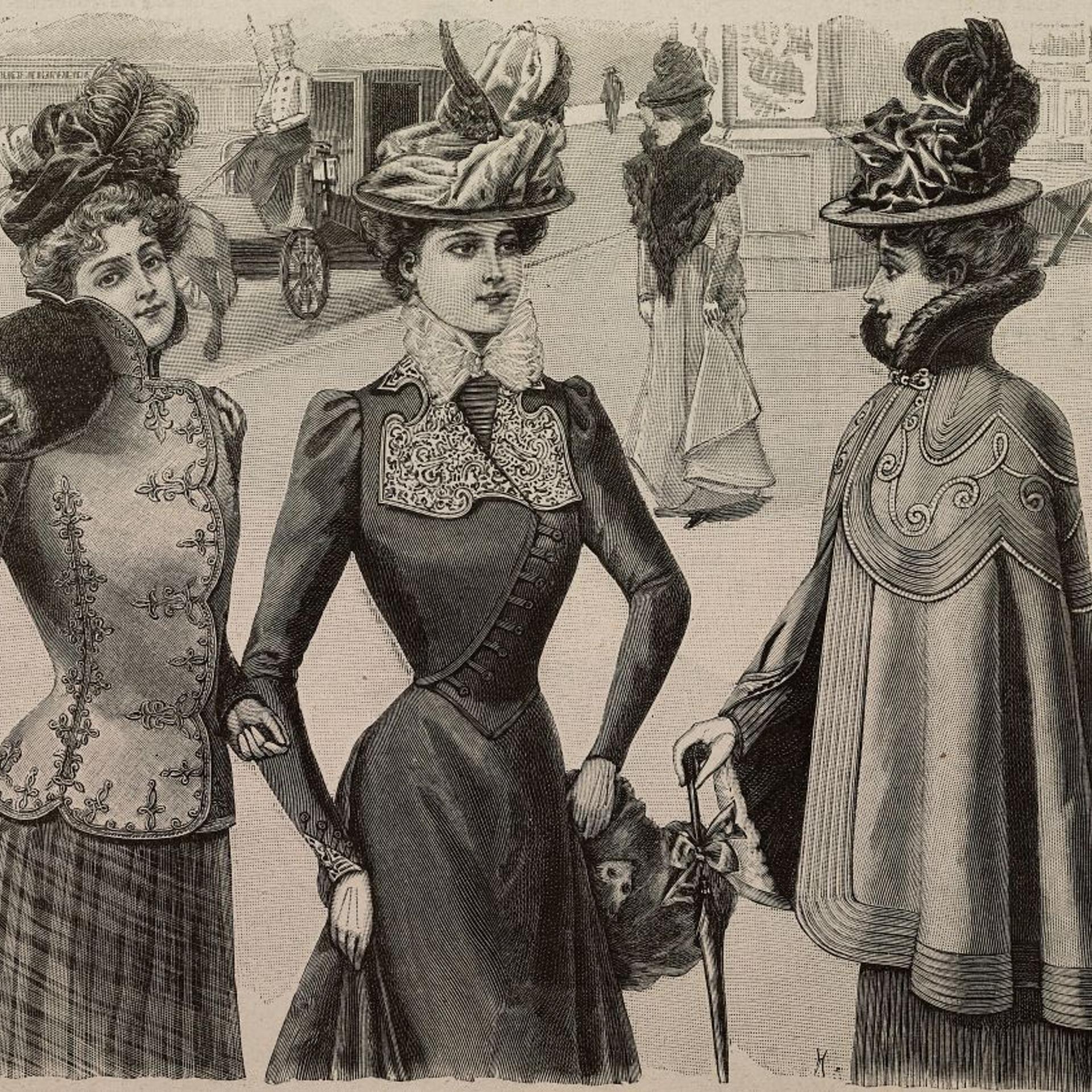 Woman wearing ornate passementerie bodice