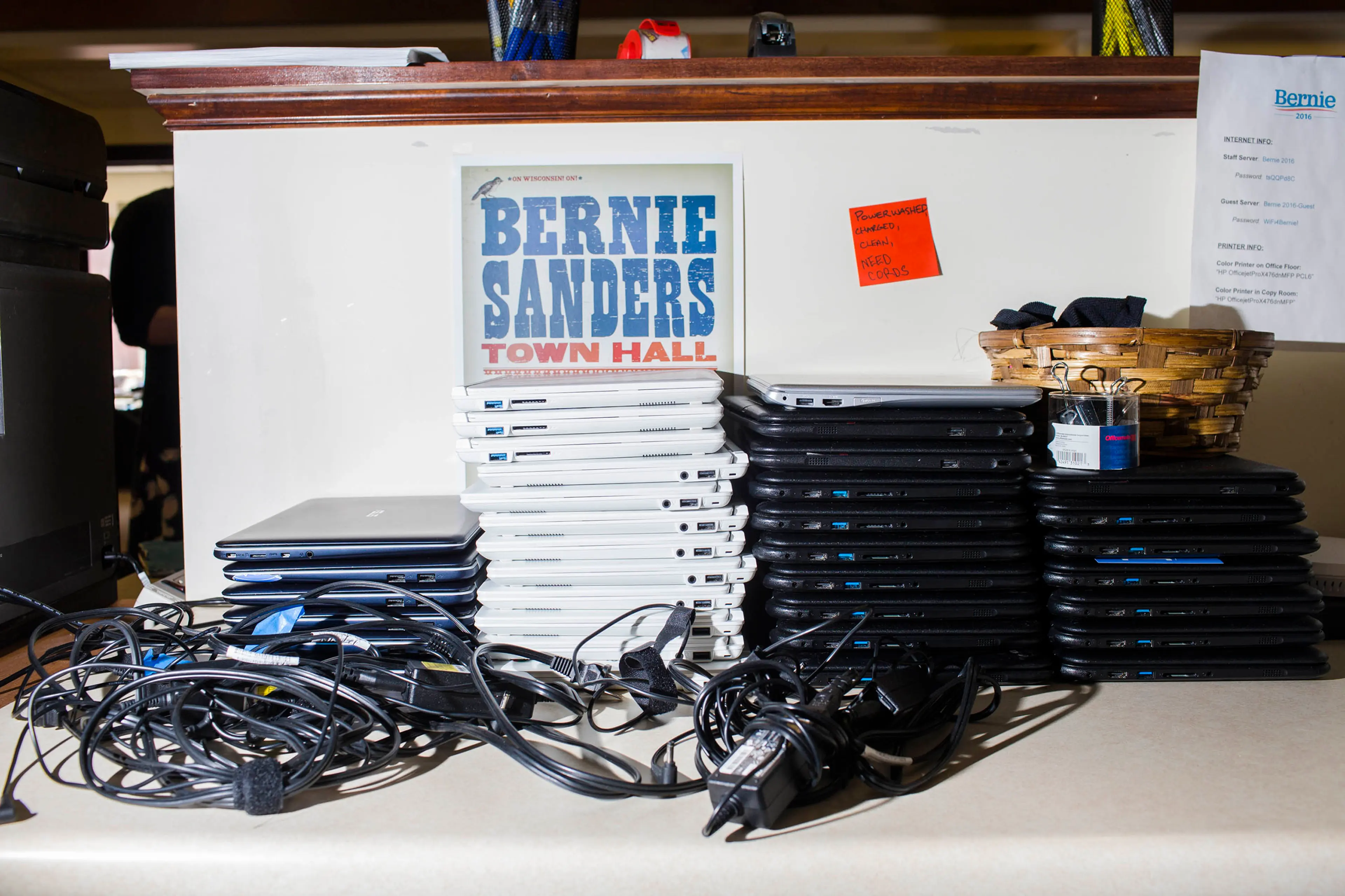 BURLINGTON, VT - MAY 23: Scenes from Inside the campaign headquarters of Bernie Sanders on May 23, 2016, in Burlington, VT. (Photo by Landon Nordeman)