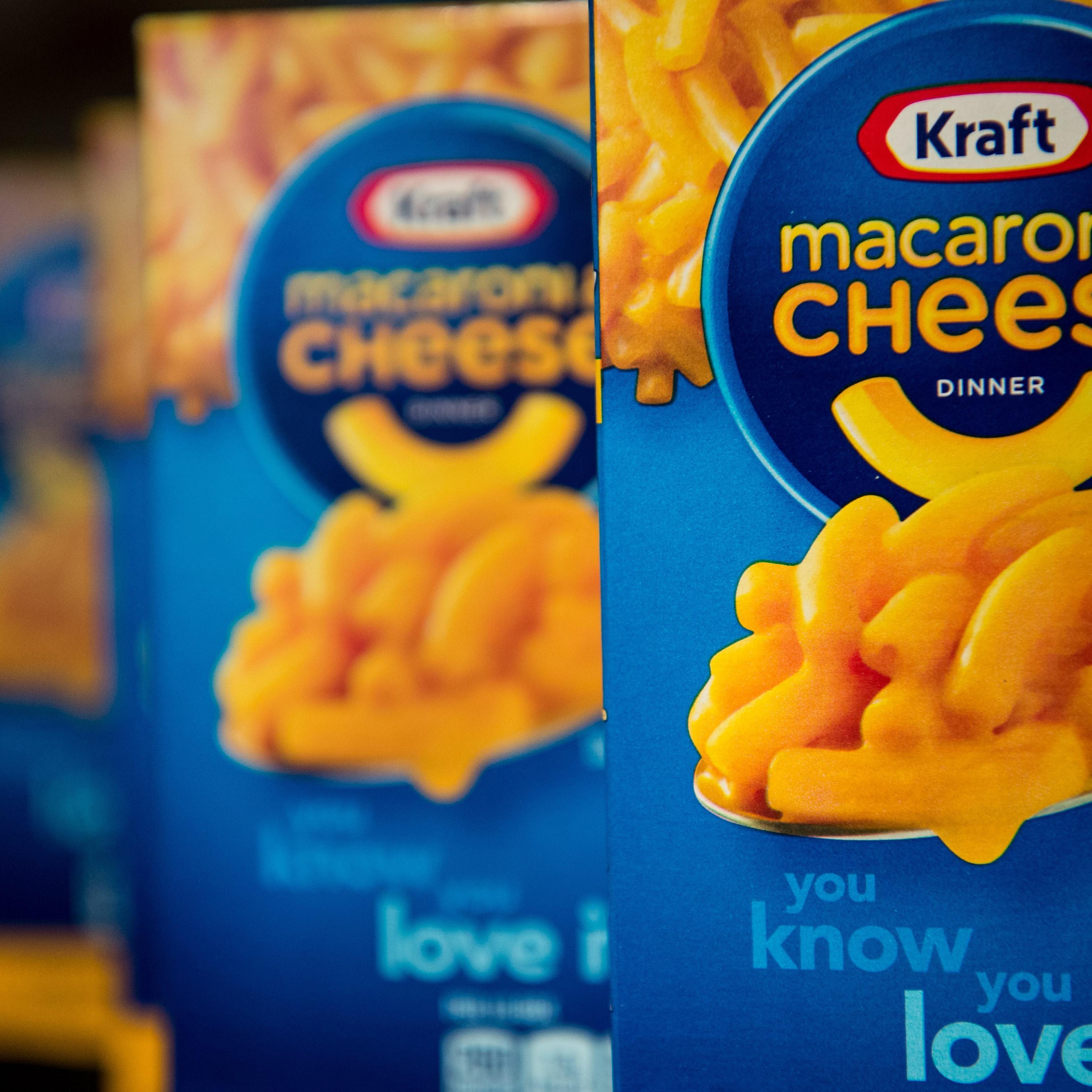 Kraft's macaroni and cheese sits on a shelf in Washington on April 21, 2015.