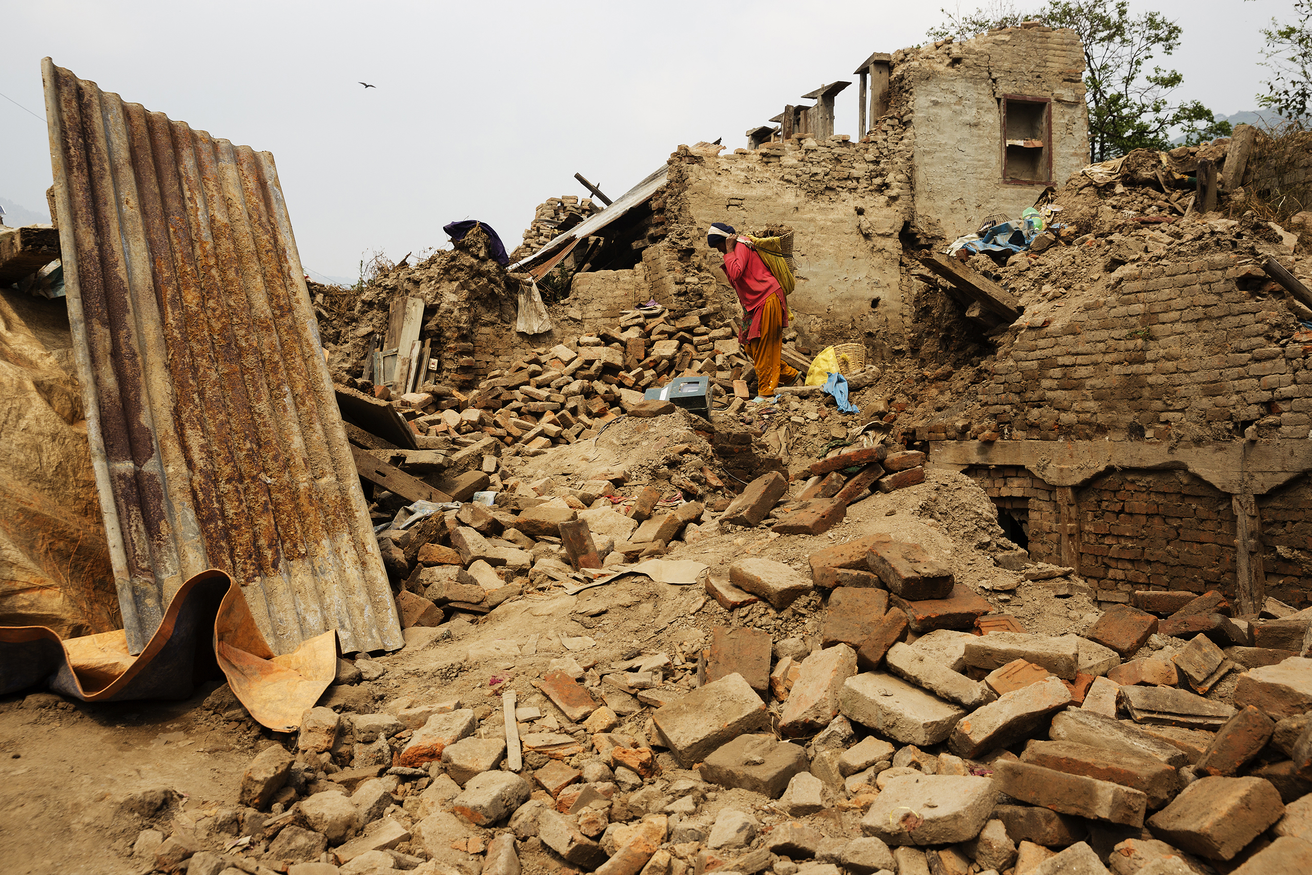 Wreckage from Nepal's 2015 earthquakes nearly one year later in the ancient city of Sankhu, Nepal, April 1, 2016.