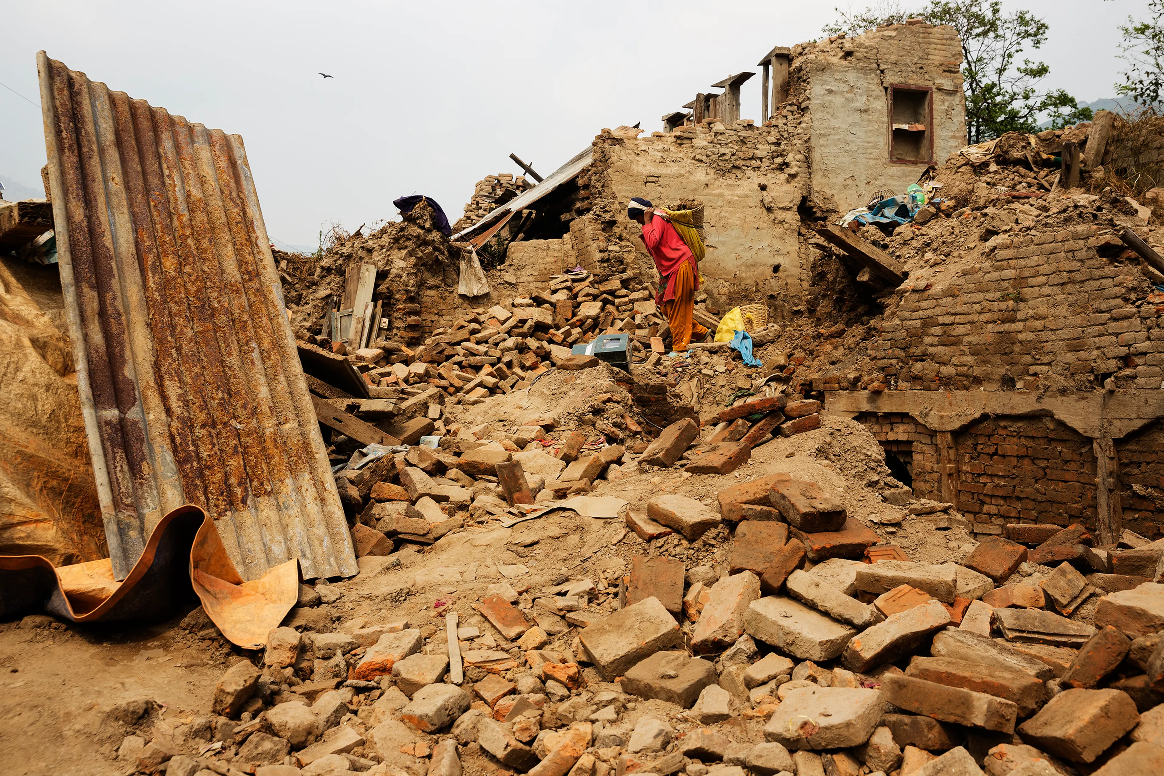 Wreckage from Nepal's 2015 earthquakes nearly one year later in the ancient city of Sankhu, Nepal, April 1, 2016.