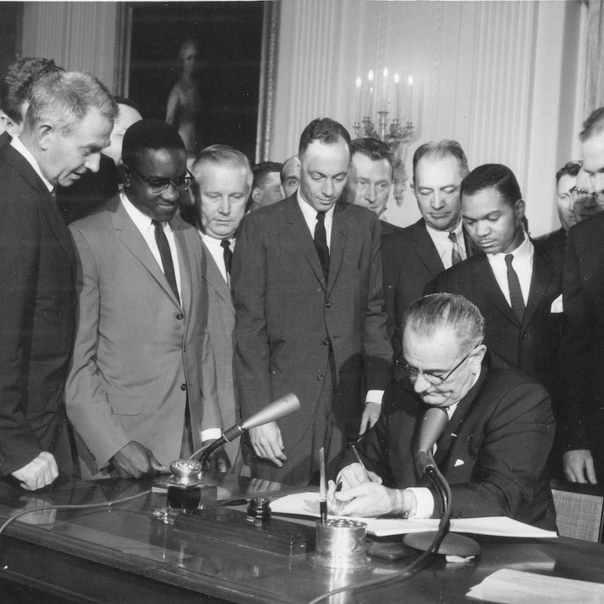 Johnson Signs Civil Rights Act