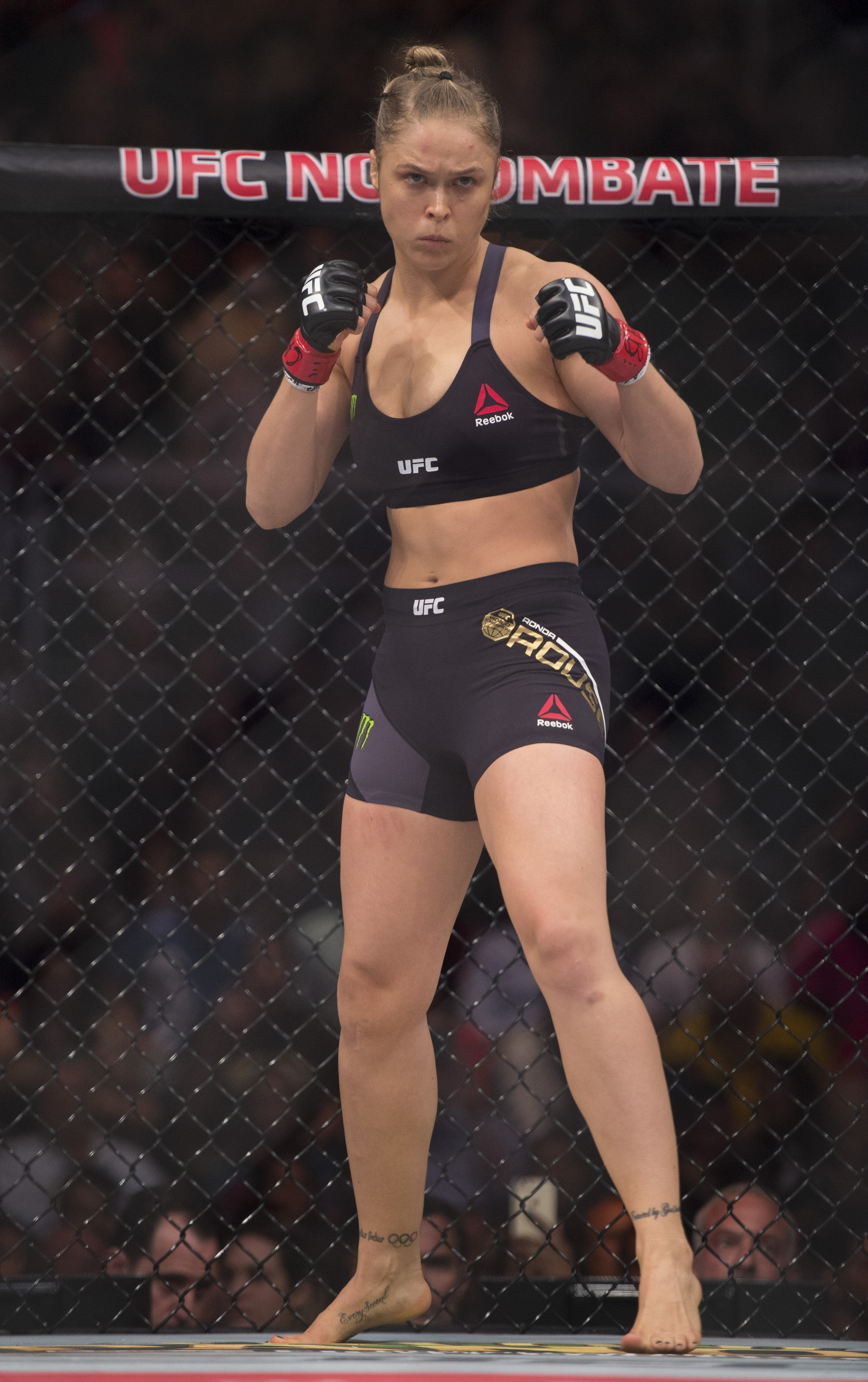 Ronda Rousey stands in her corner before facing Bethe Correia during the UFC 190 event on August 1, 2015 in Rio de Janeiro, Brazil.