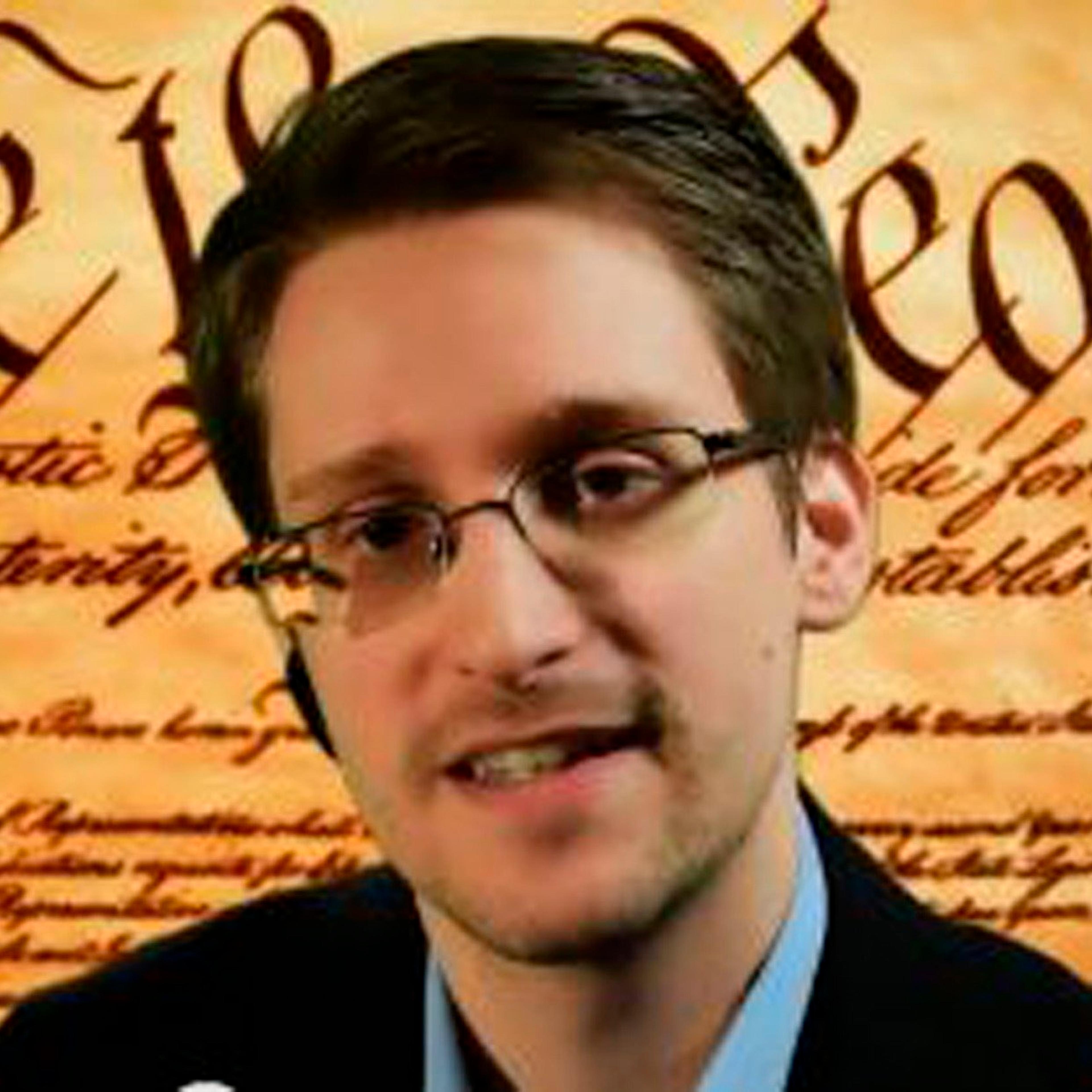 A screengrab shows Snowden speaking via video conference during a panel discussion on internet privacy at the South by Southwest Interactive festival in Austin