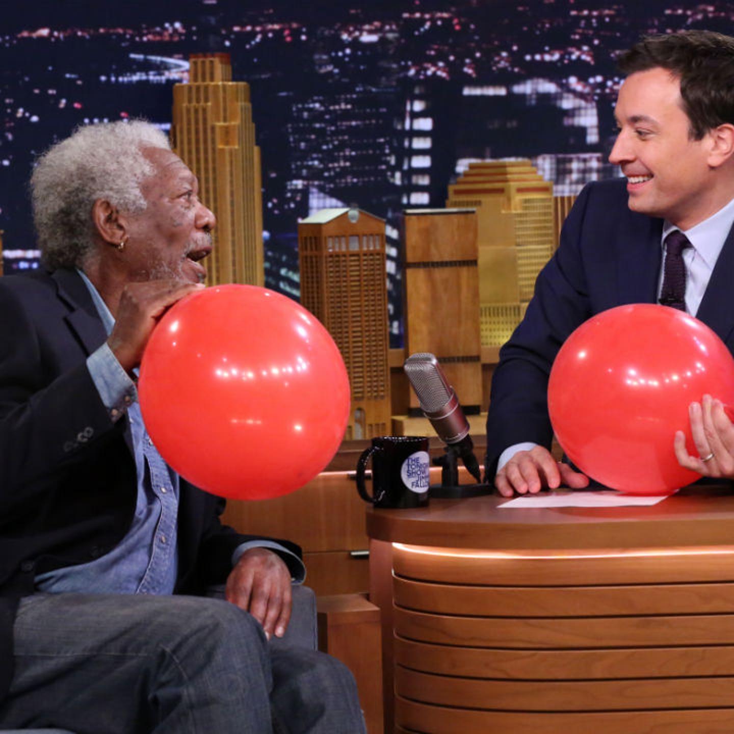 Actor Morgan Freeman during an interview with host Jimmy Fallon on July 24, 2014