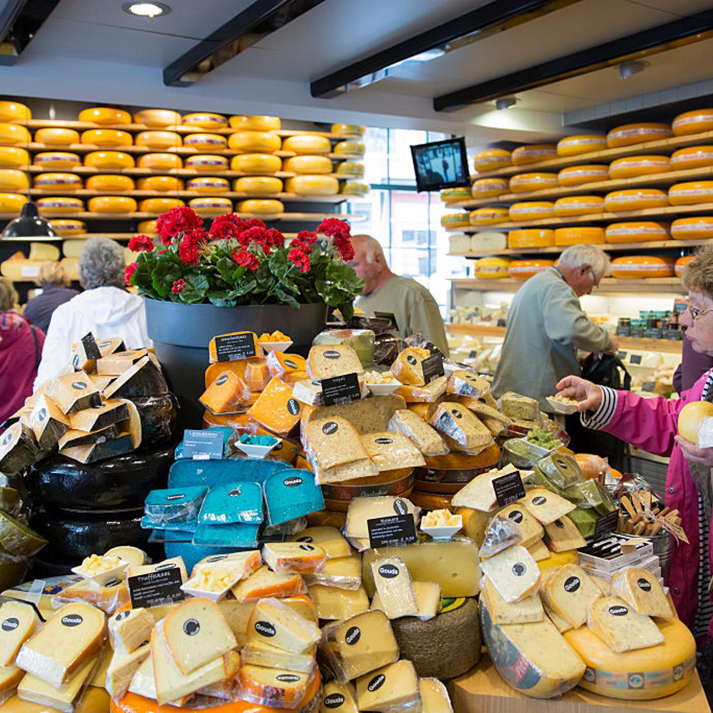 Shoppers in Cheese Shop in Gouda, Holland