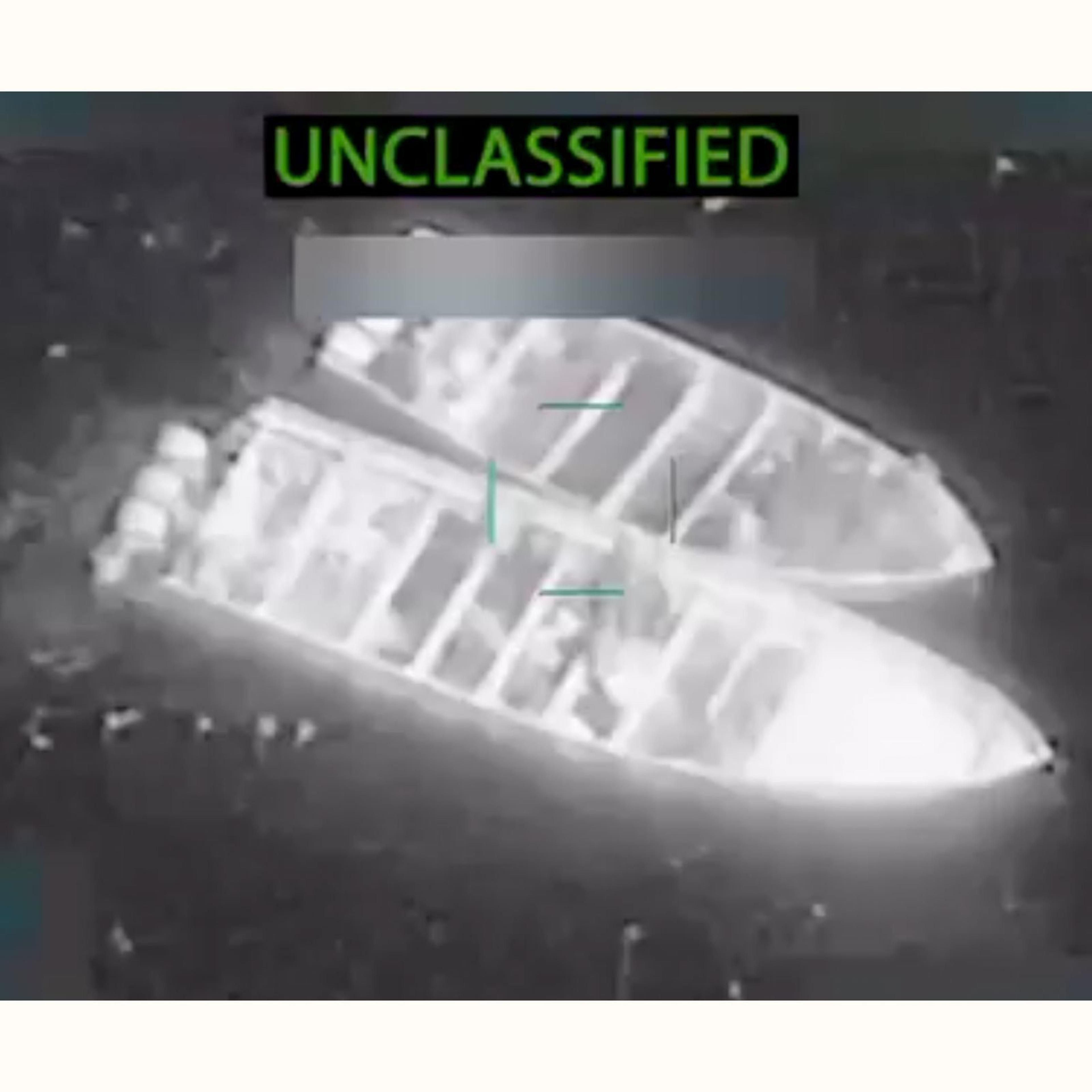 A screenshot from a video posted to X by Secretary of Defense Pete Hegseth showing a strike against an alleged cartel boat in the Eastern Pacific on Monday, Oct. 27, 2025.