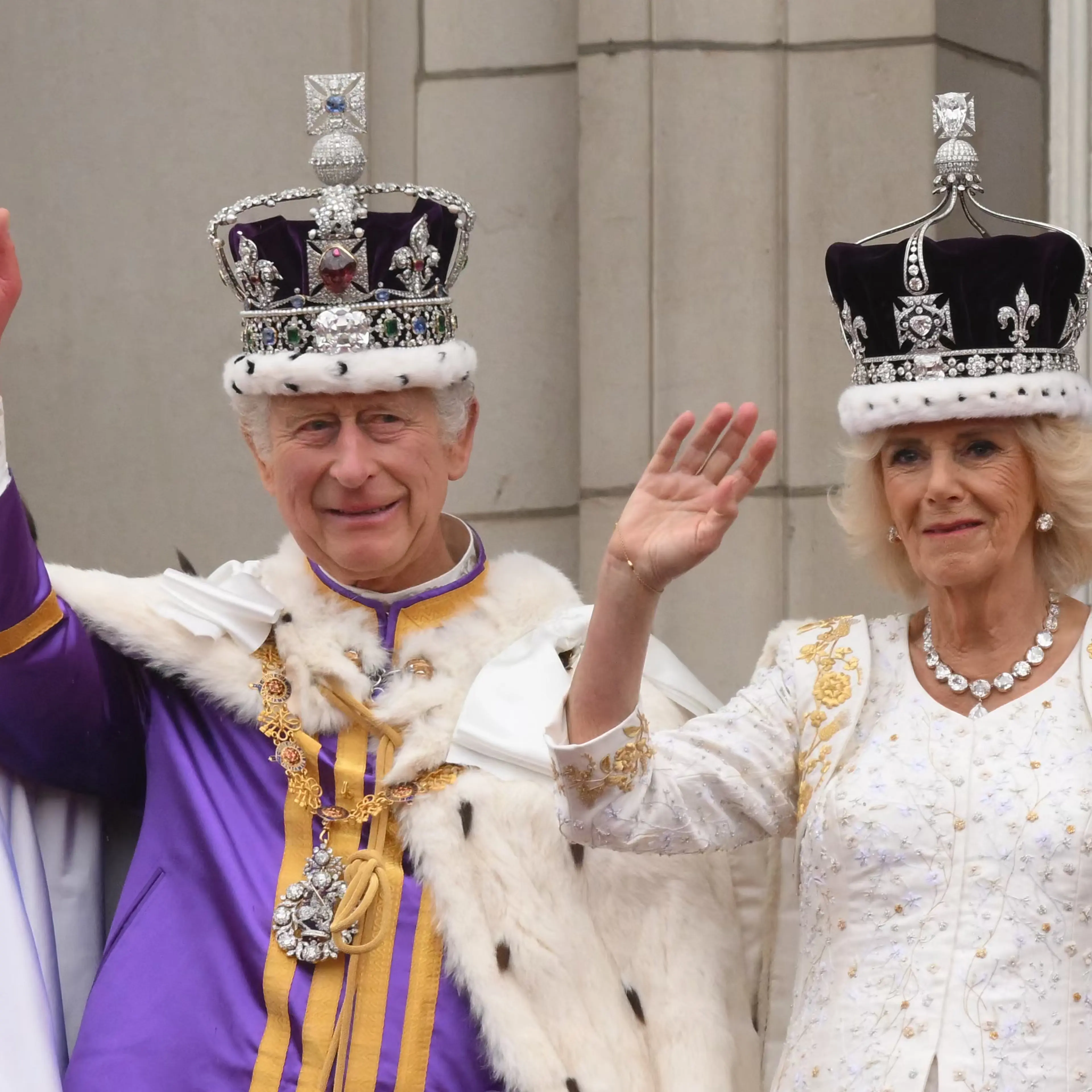 King Charlles III and Camilla Wave on Coronation Day
