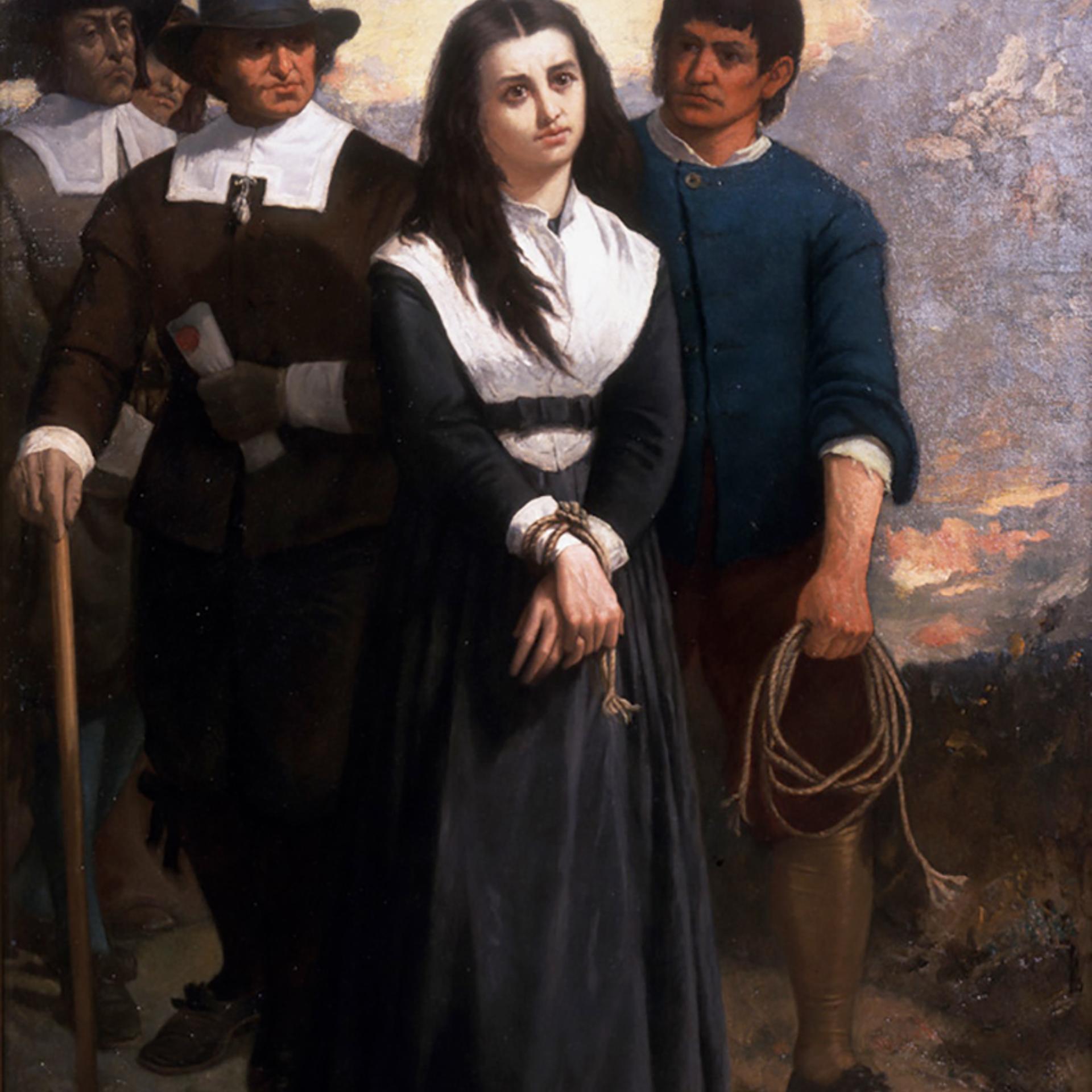 In this 1869 oil painting 'Witch Hill (The Salem Martyr)' by Thomas Satterwhite Noble, the young woman posing as a condemned witch was a descendent of one of the hanged victims.
