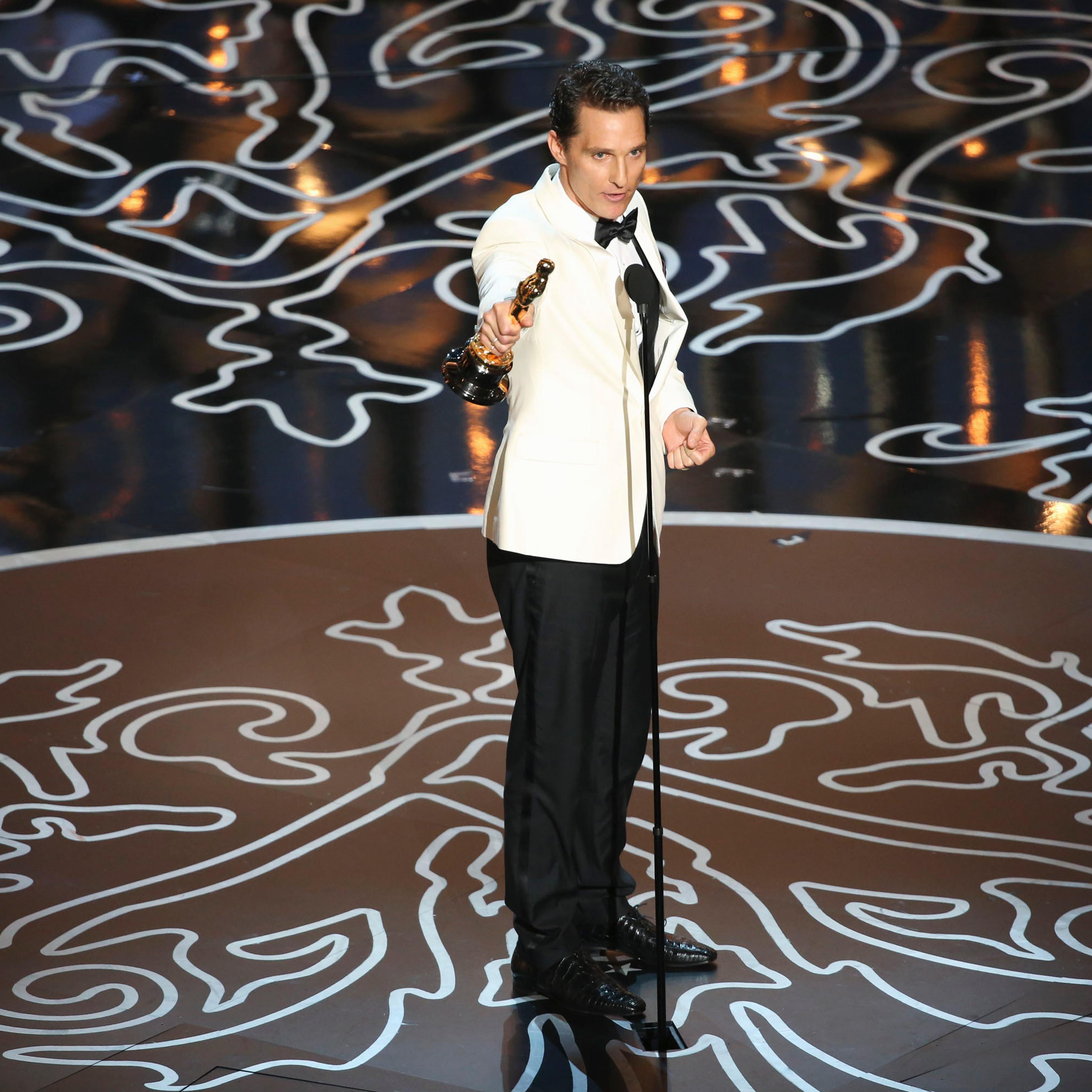 Matthew McConaughey accepts the Best Actor award at the 2014 Oscars