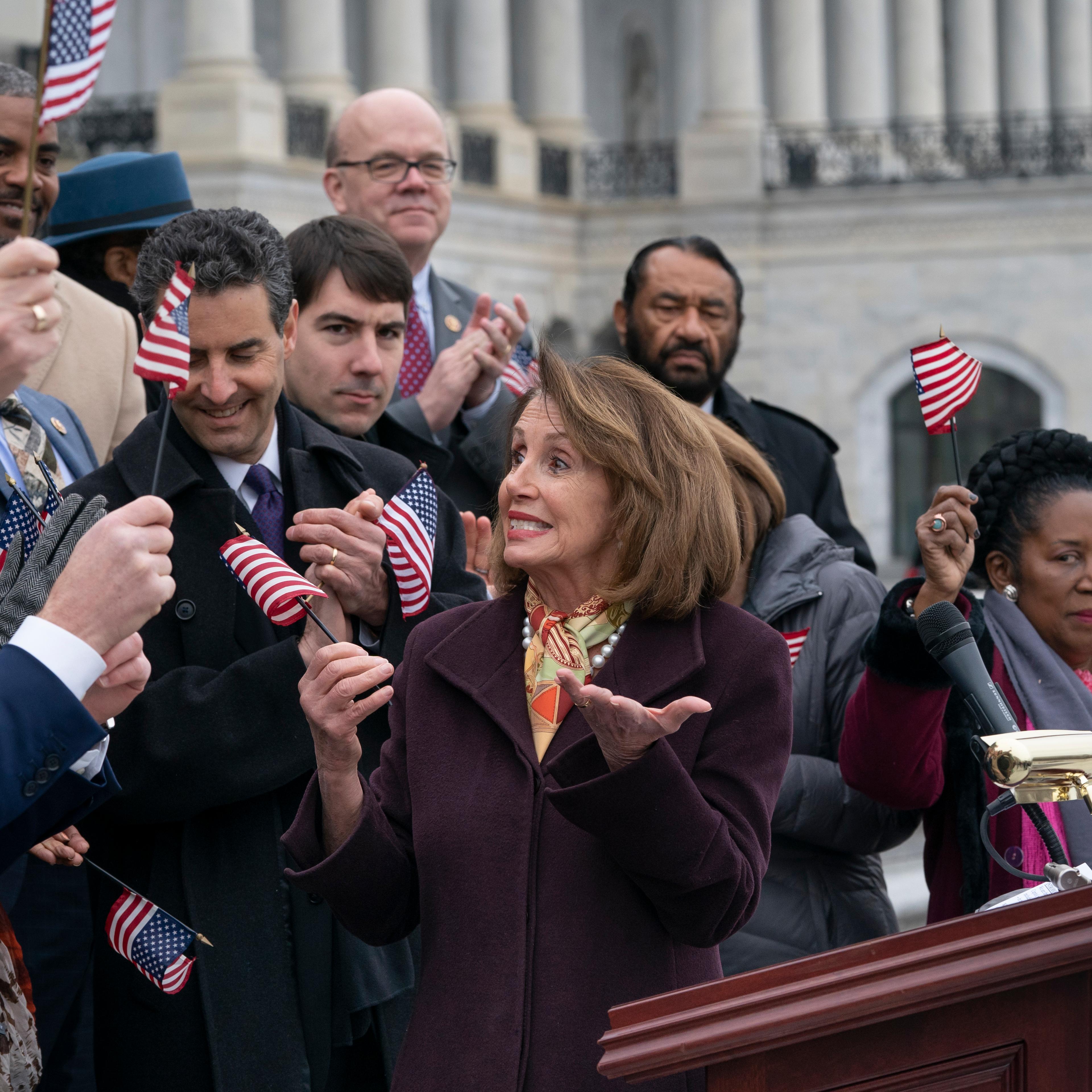 Speaker of the House Nancy Pelosi and House Democrats rally ahead of passage of H.R. 1