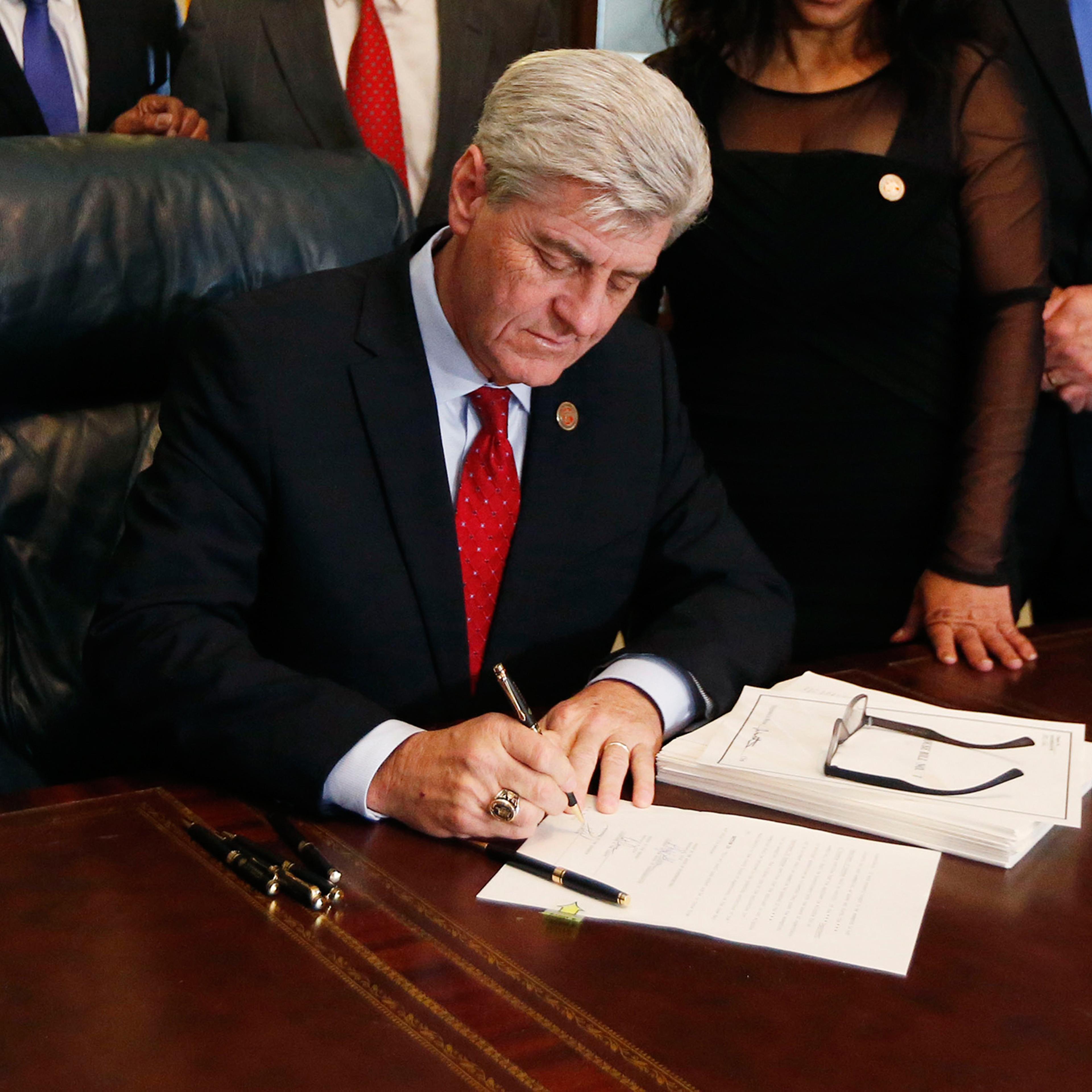 Mississippi Gov. Phil Bryant at the Capitol in Jackson, Mississippi, February 8, 2016.y