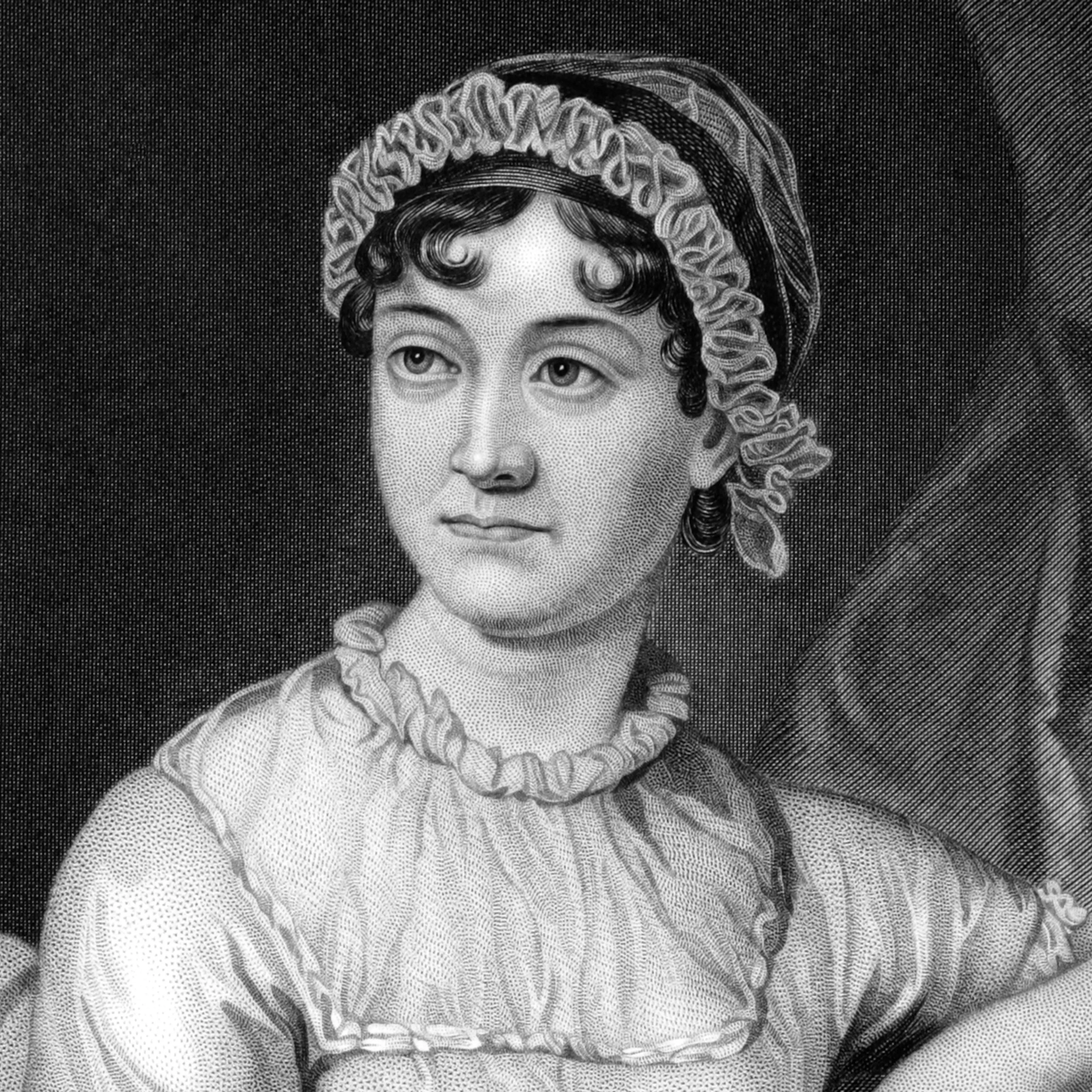 An engraving of Jane Austen from 1873