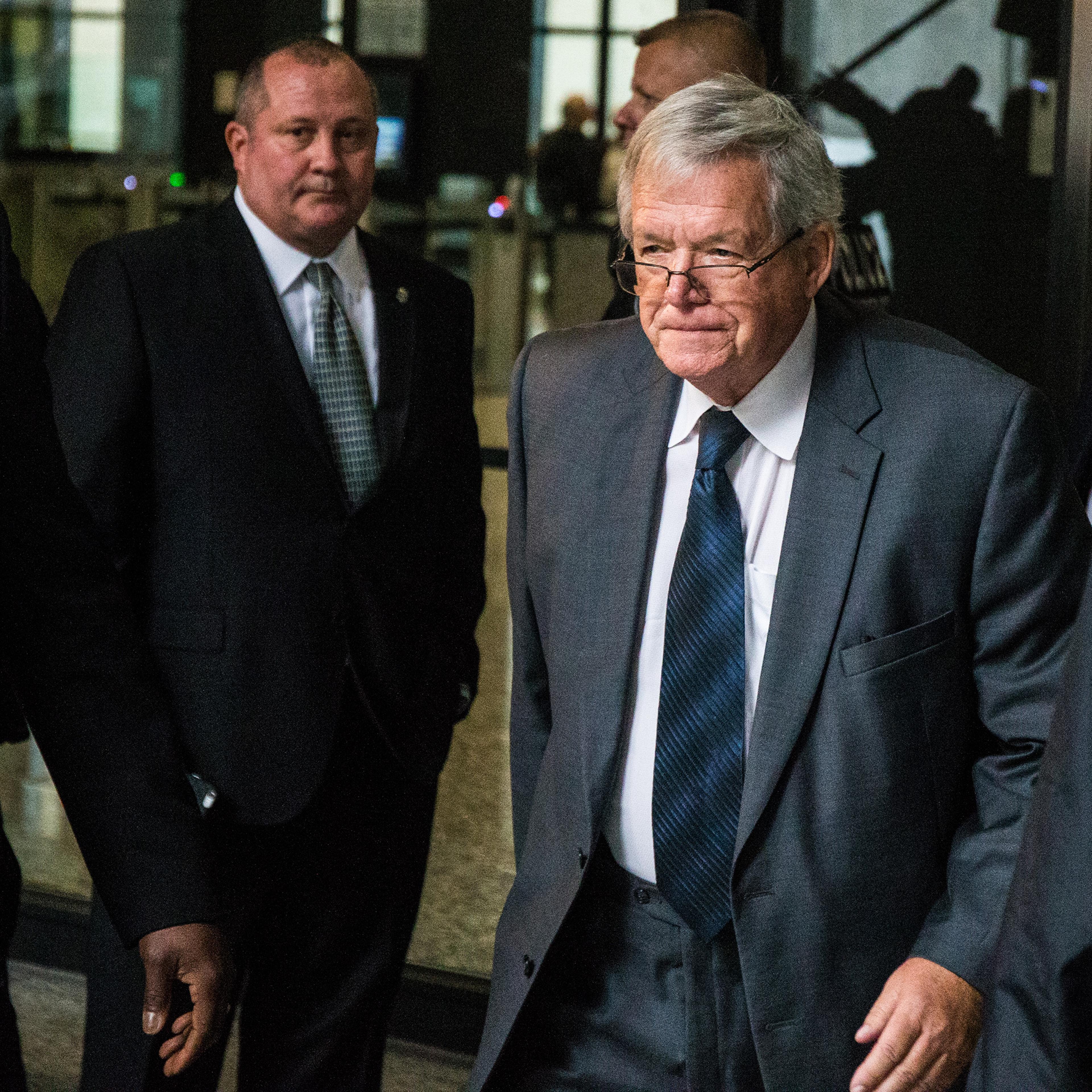 Former U.S. House Speaker Dennis Hastert leaves after a guilty plea at Dirksen U.S. Courthouse on Wednesday, Oct. 28, 2015 in Chicago.