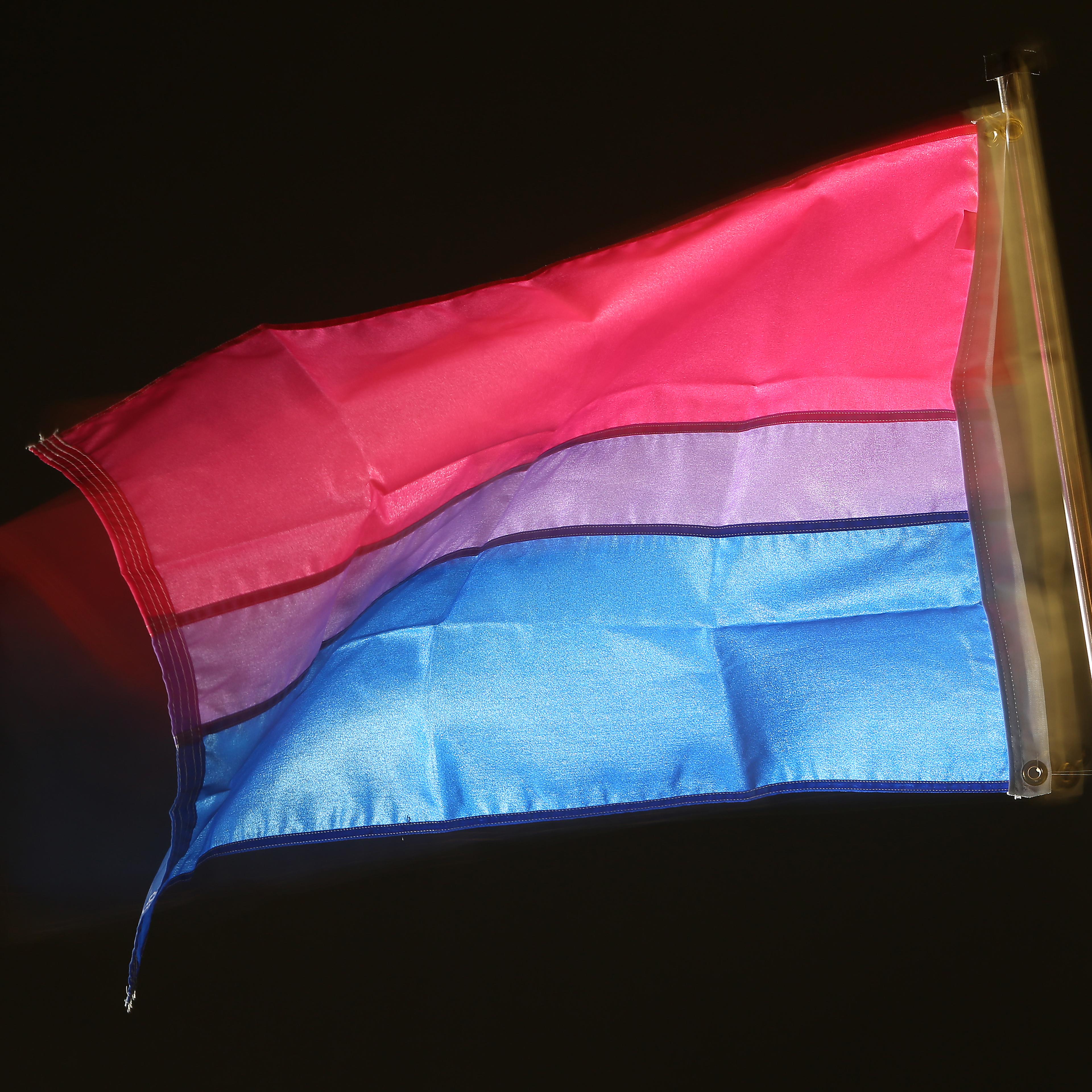 A bisexual pride flag is seen in the Chronicle photo studio on Wednesday, January 22, 2020 in San Francisco, Calif.