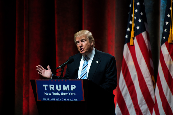 Republican presidential candidate Donald Trump speaks before introducing his vice presidential running mate Indiana Gov. Mike Pence at the New York Hilton Midtown on July 16, 2016 in New York City.