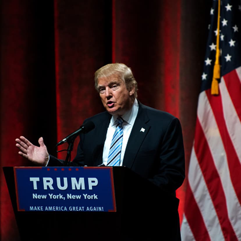Republican presidential candidate Donald Trump speaks before introducing his vice presidential running mate Indiana Gov. Mike Pence at the New York Hilton Midtown on July 16, 2016 in New York City.