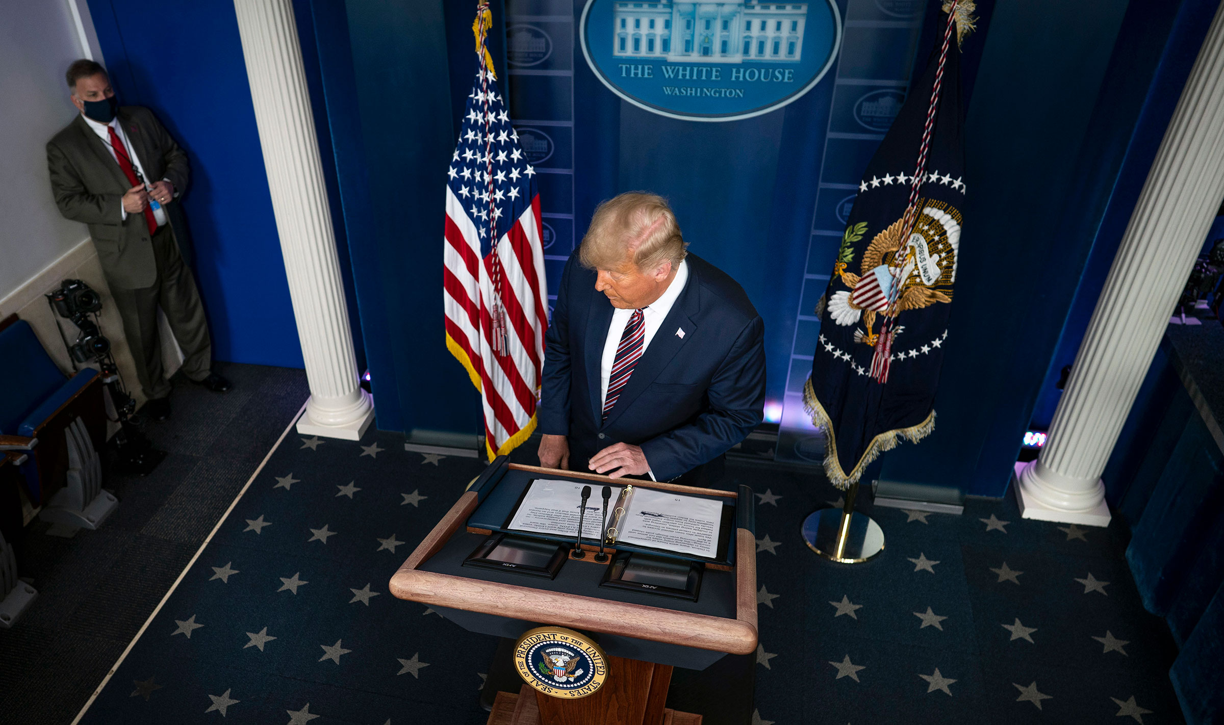 President Donald Trump in the White House briefing room on Nov. 5, 2020.