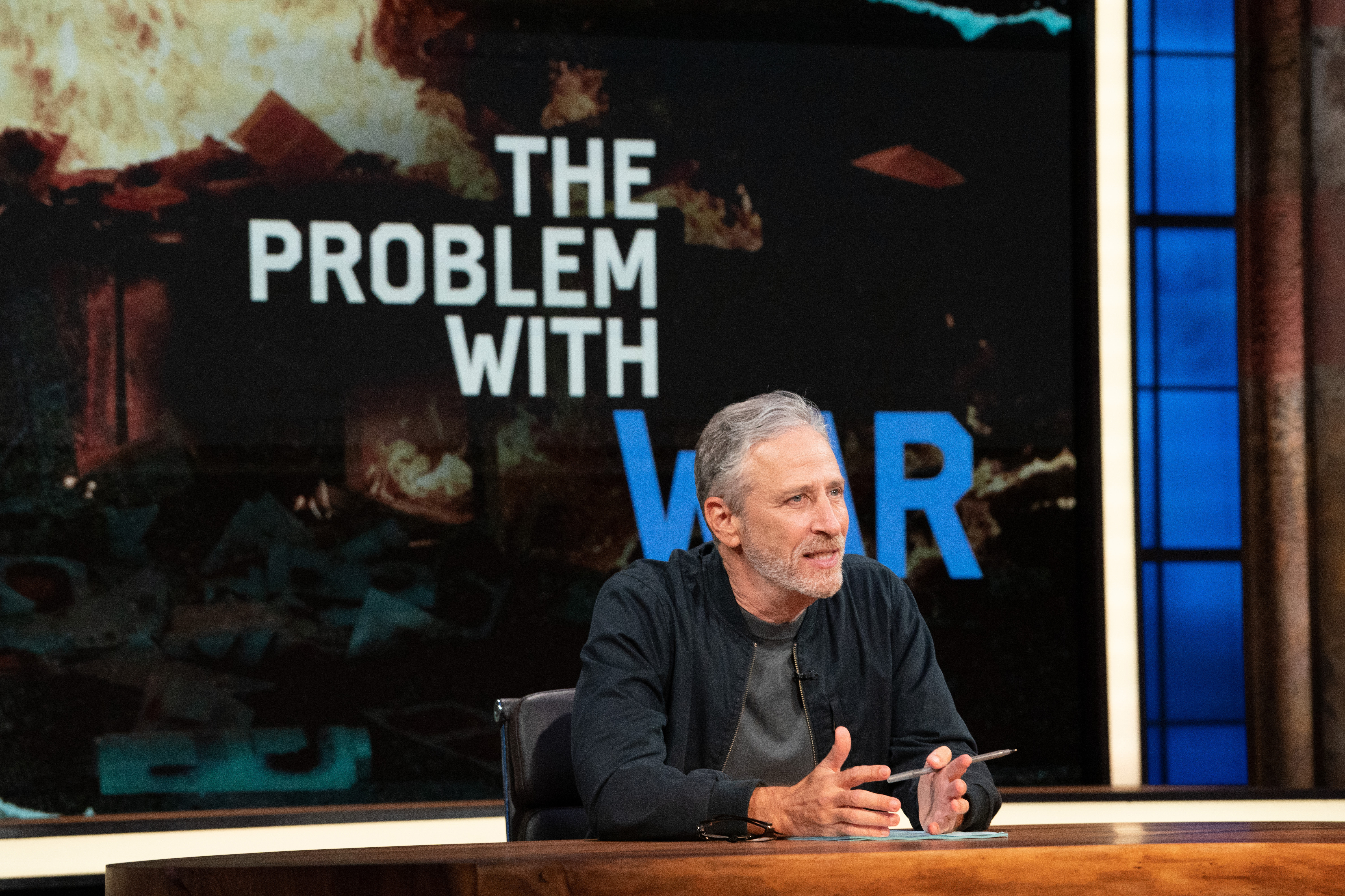 Jon Stewart on the set of 'The Problem With Jon Stewart'