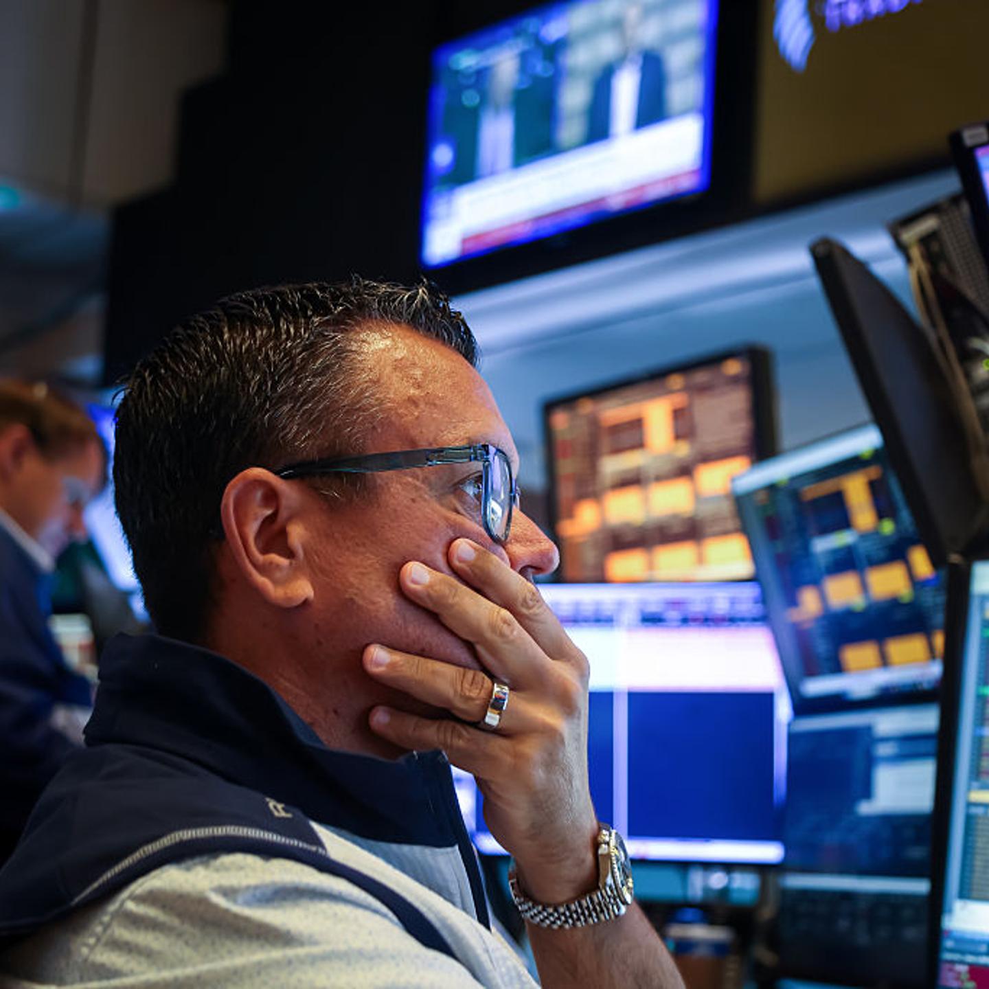 Traders On The Floor Of The NYSE After Trump Announces Global Tariffs