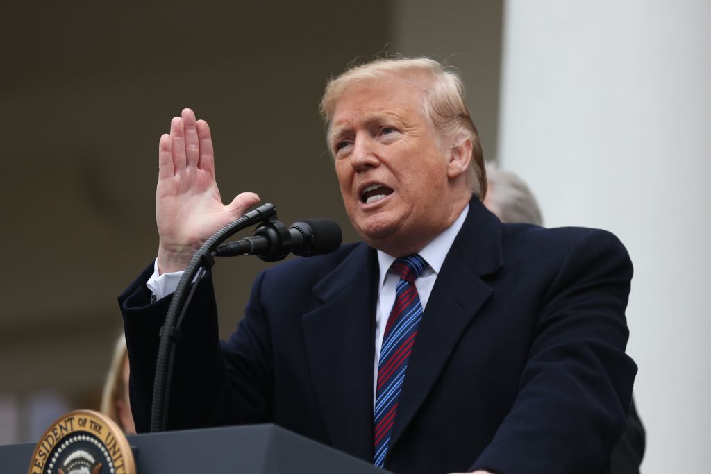 US President Donald Trump speaks at press conference in the Rose Garden