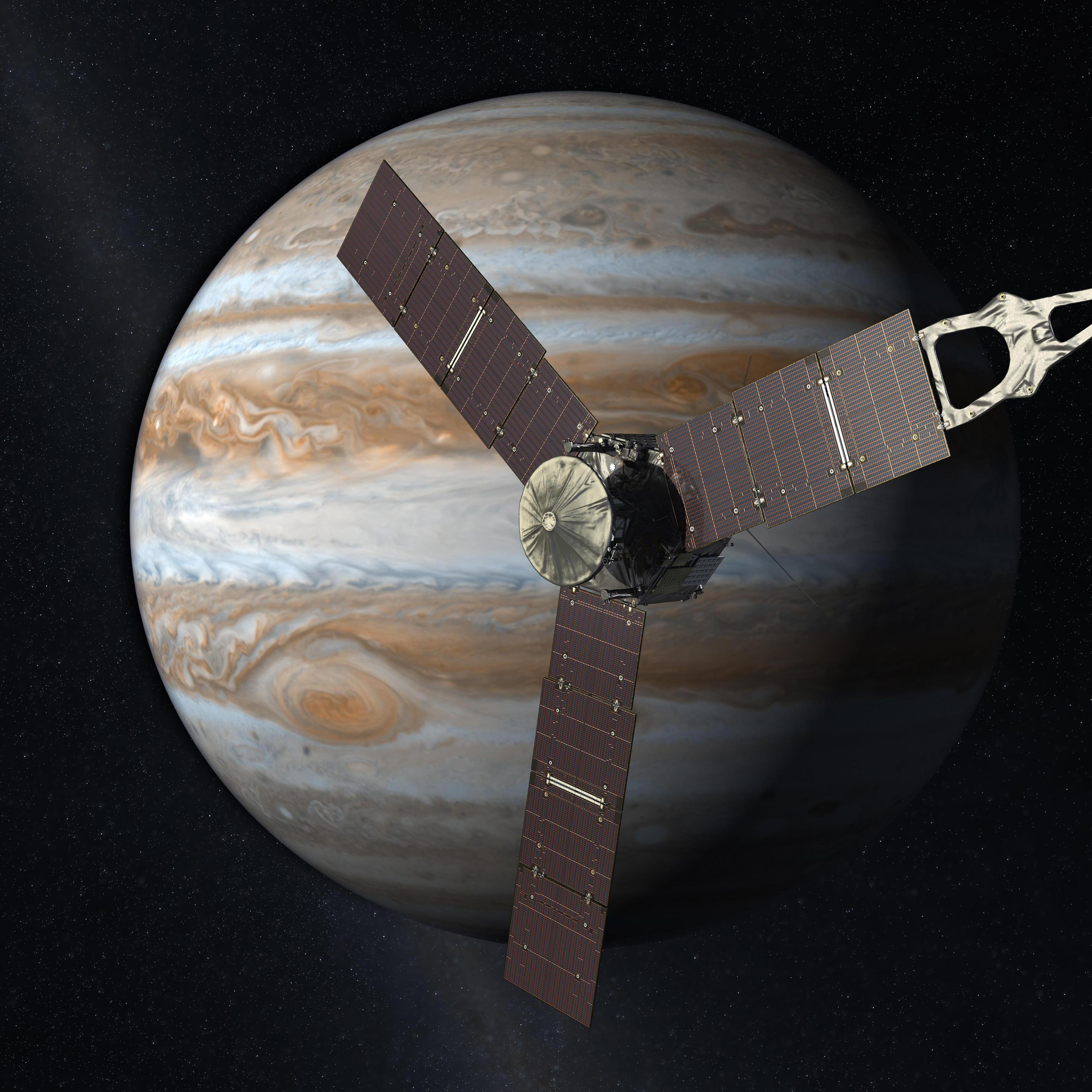 Little ship, big job: An artist's rendering of Juno at work near Jupiter