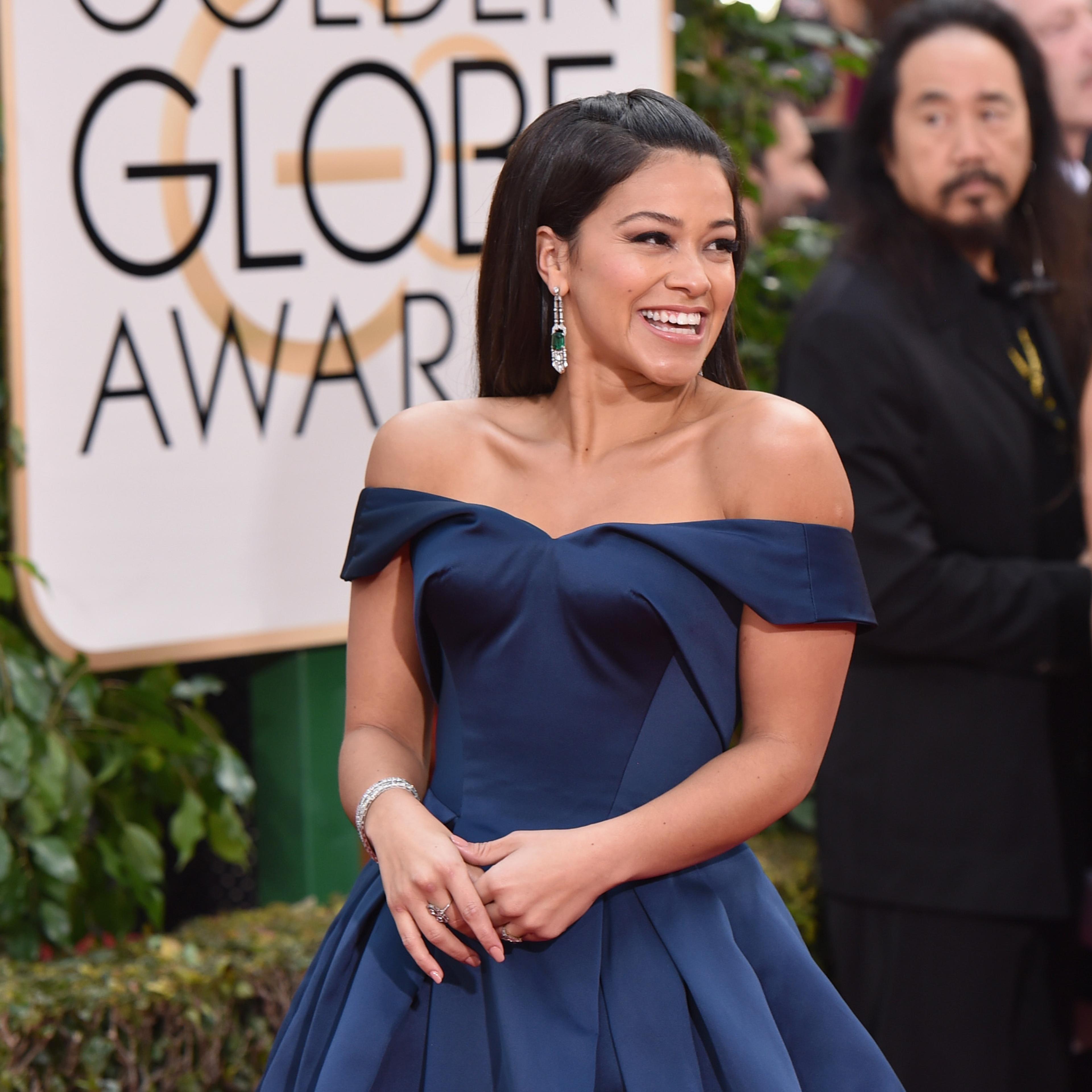 Actress Gina Rodriguez attends the 73rd Annual Golden Globe Awards held at the Beverly Hilton Hotel on January 10, 2016 in Beverly Hills, California.