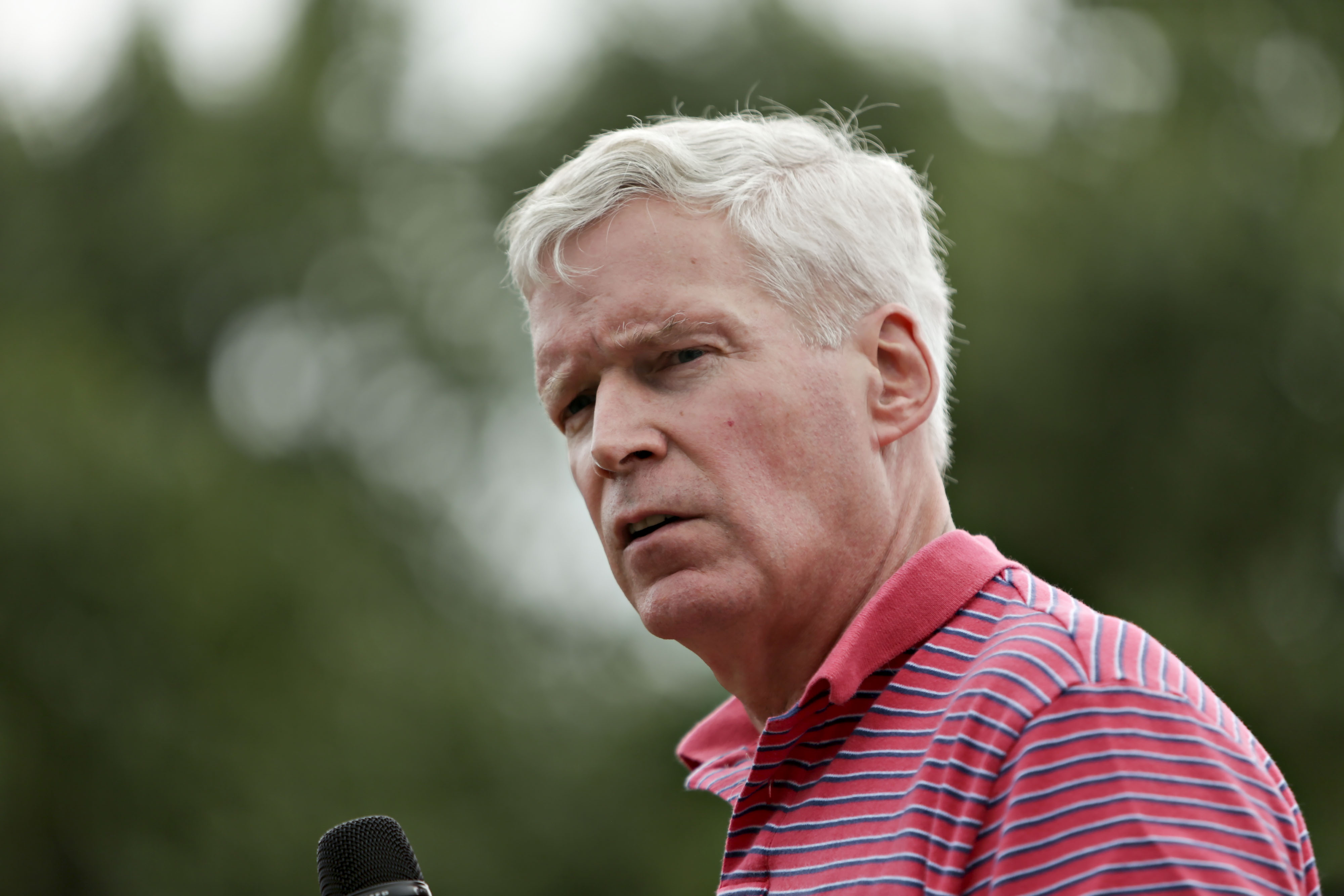 Mark Everson, former commissioner of the U.S. Internal Revenue Service and 2016 Republican presidential candidate, speaks at the Iowa State Fair Soapbox in Des Moines, Iowa, U.S., on Saturday, Aug. 22, 2015.