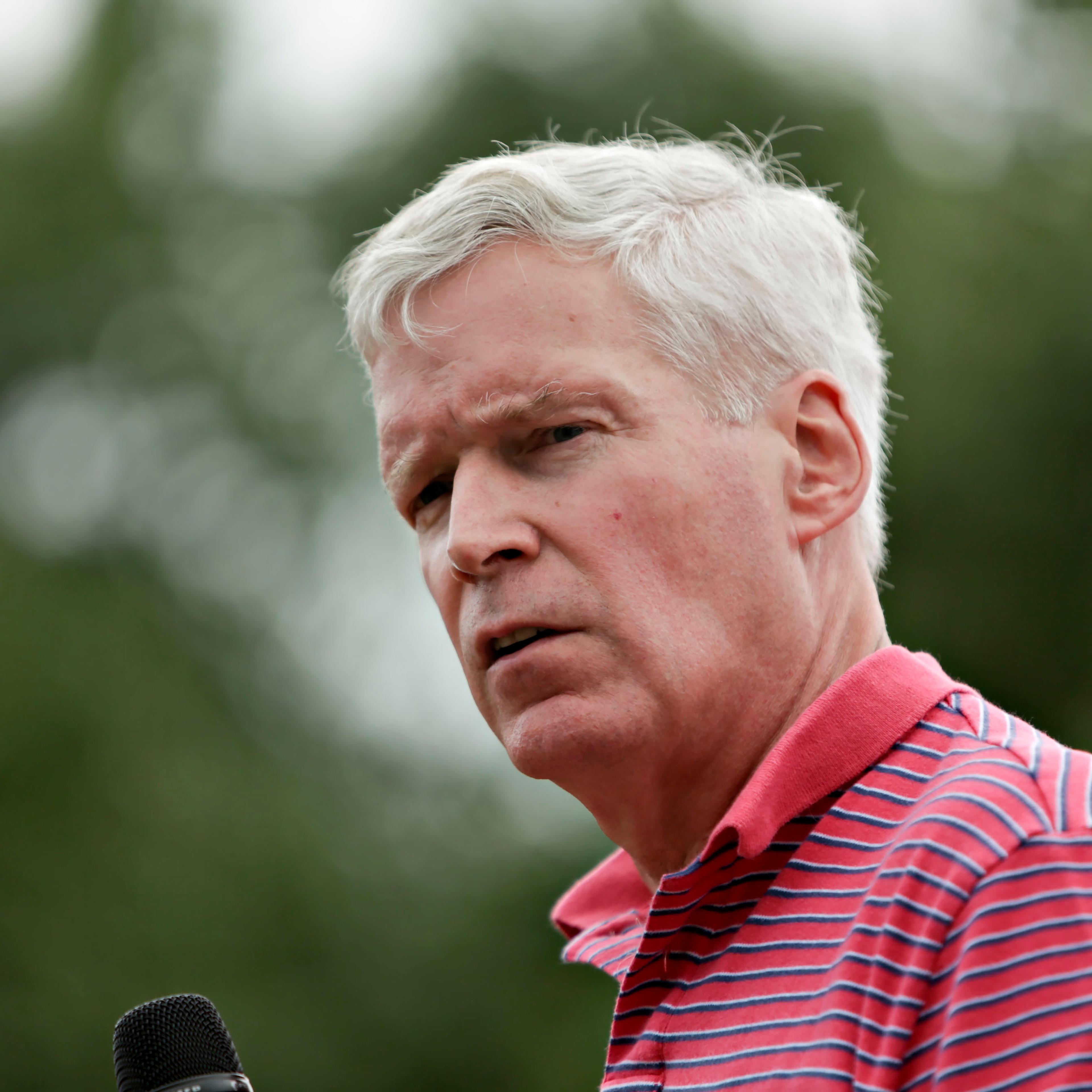 Mark Everson, former commissioner of the U.S. Internal Revenue Service and 2016 Republican presidential candidate, speaks at the Iowa State Fair Soapbox in Des Moines, Iowa, U.S., on Saturday, Aug. 22, 2015.